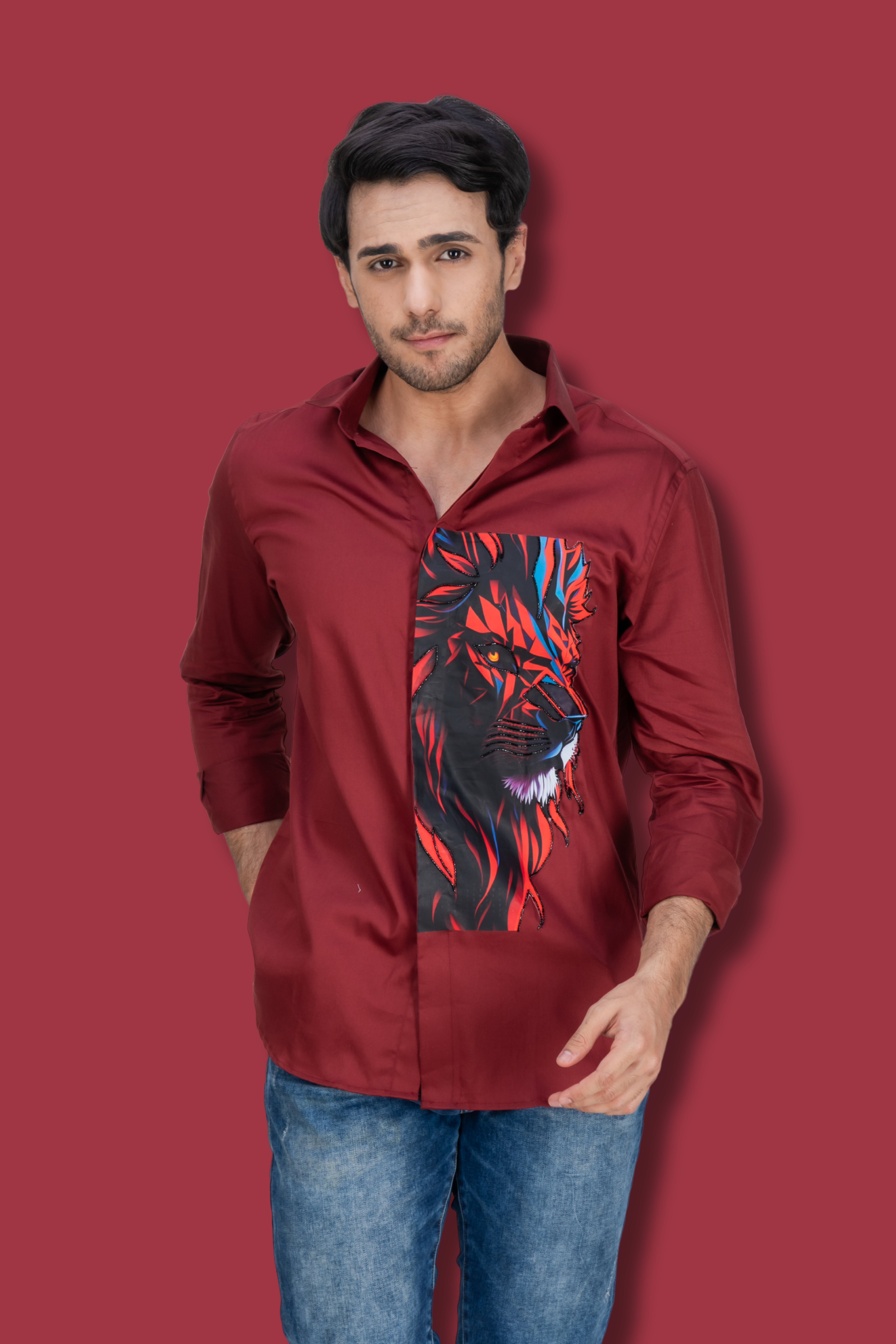 Maroon Handworked Shirt