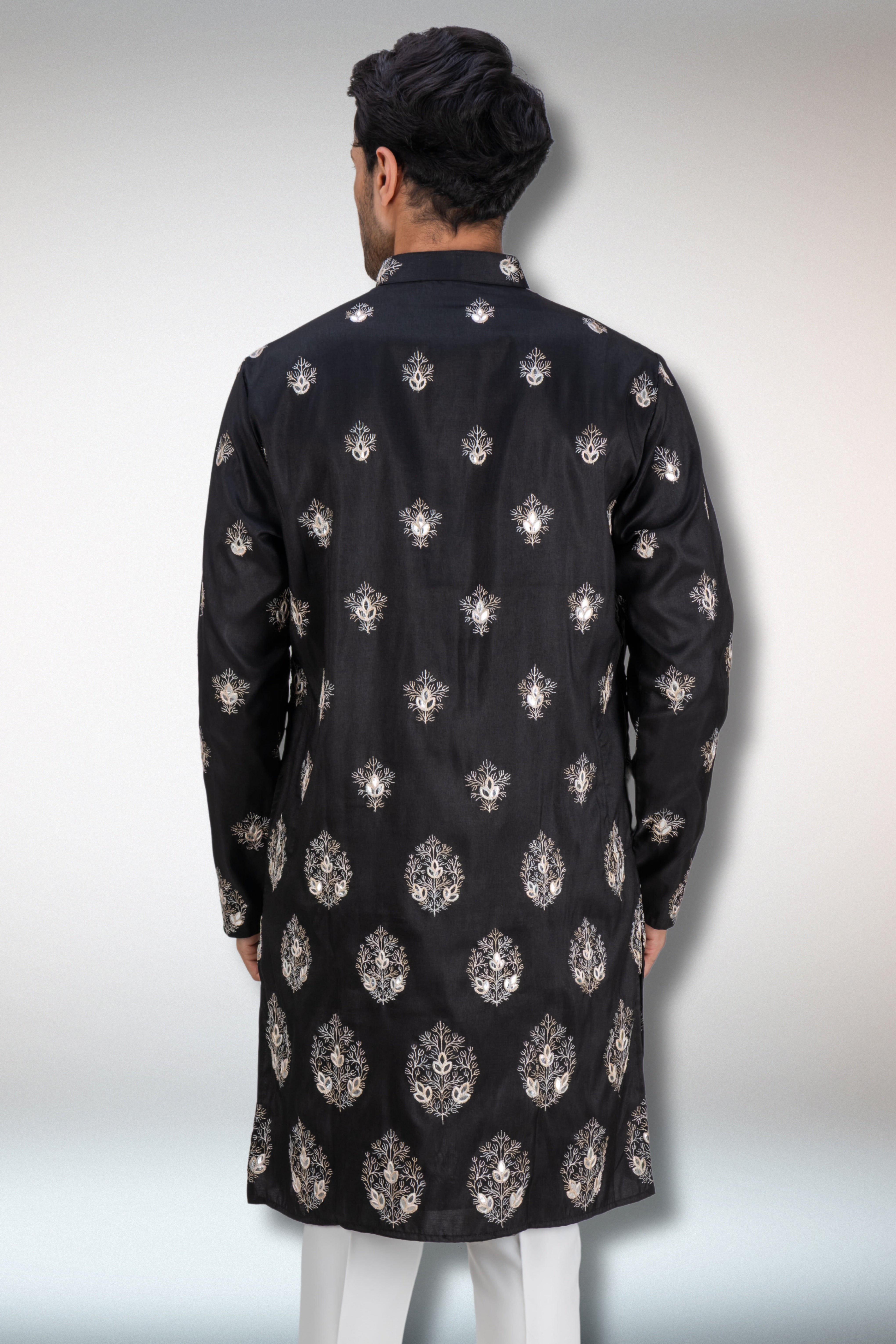 Black Handworked Kurta and Dupatta Set