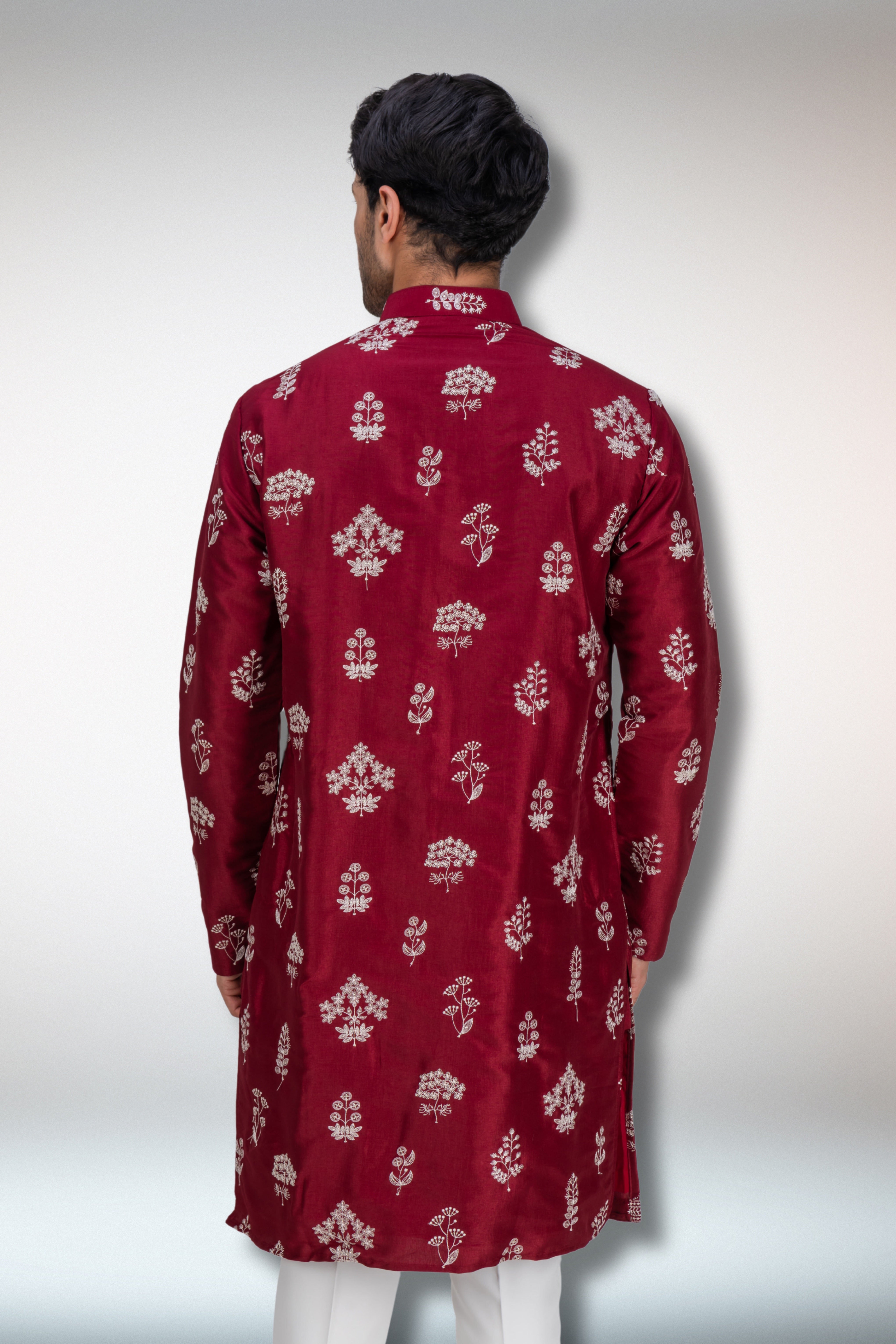 Red Handworked Kurta and Dupatta Set