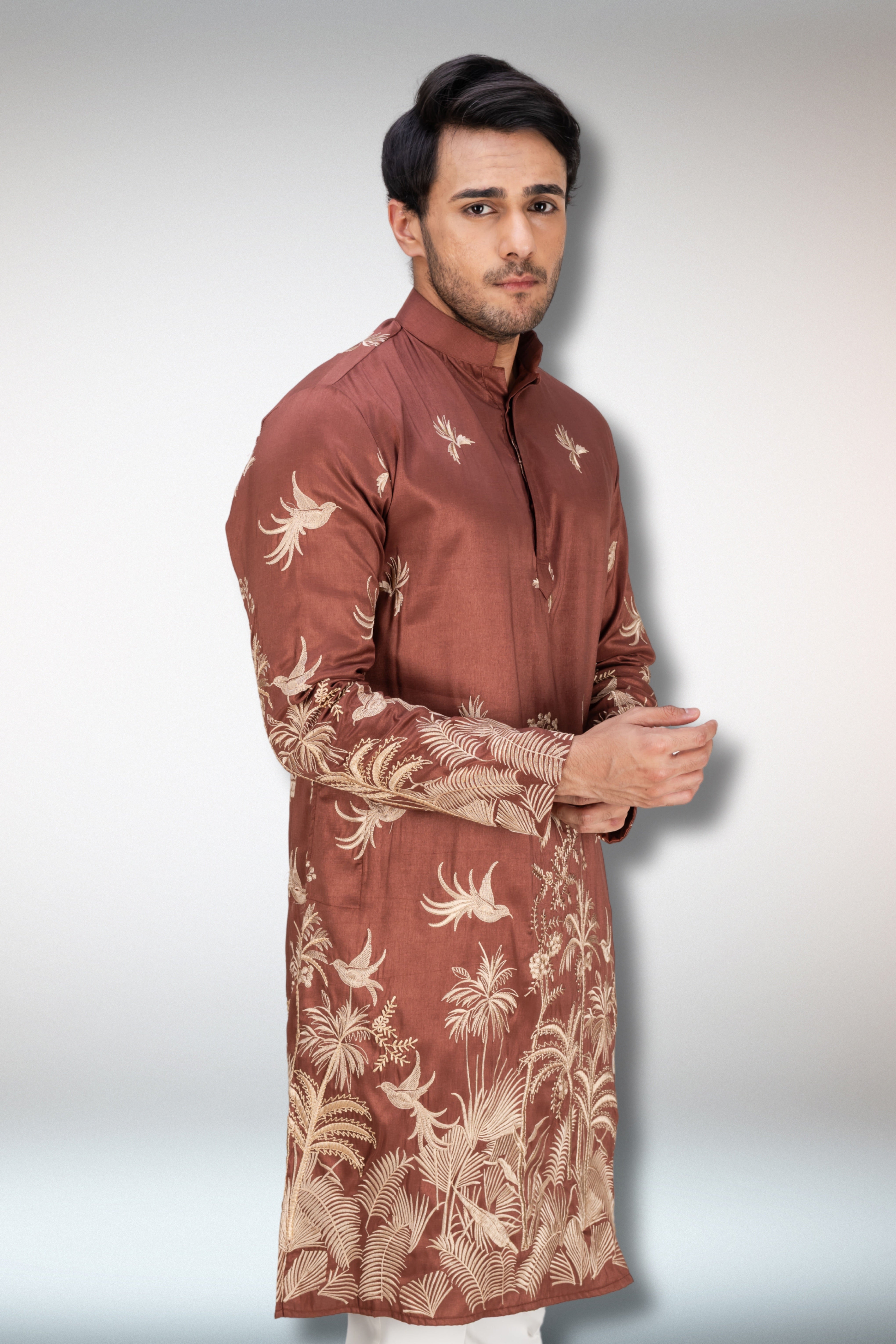 Rust Handworked Kurta and Dupatta Set