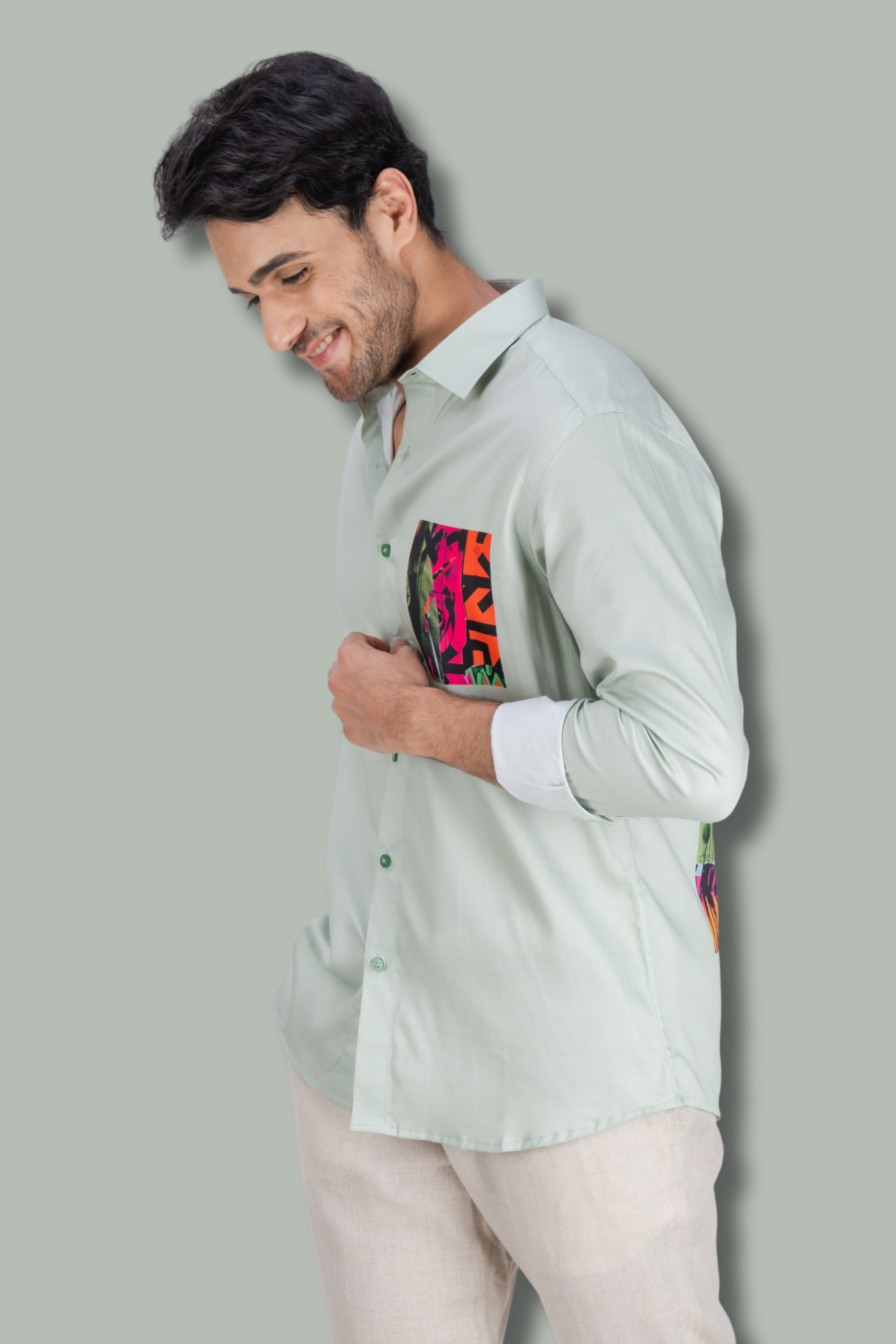 Pista Green Printed Shirt