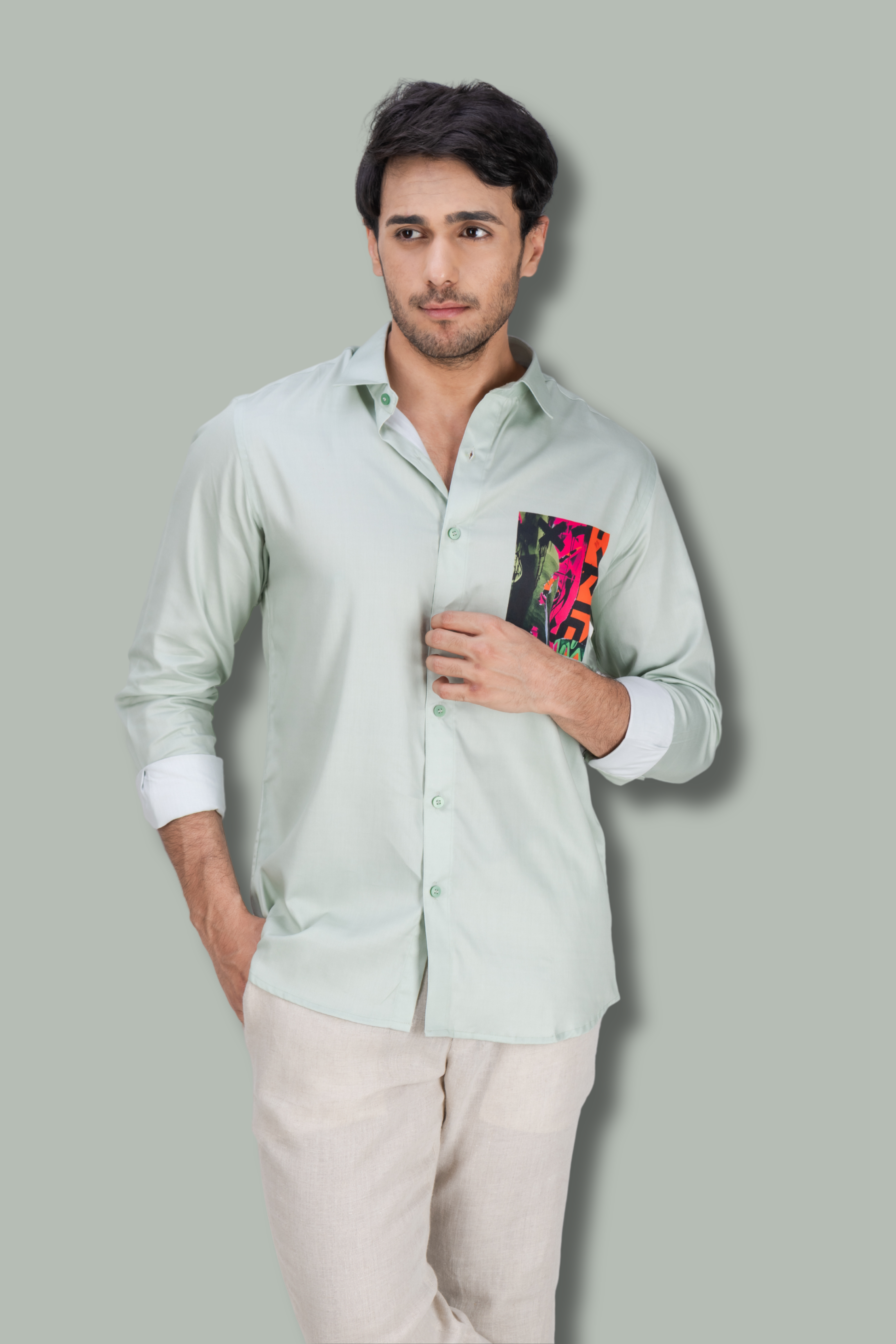 Pista Green Printed Shirt