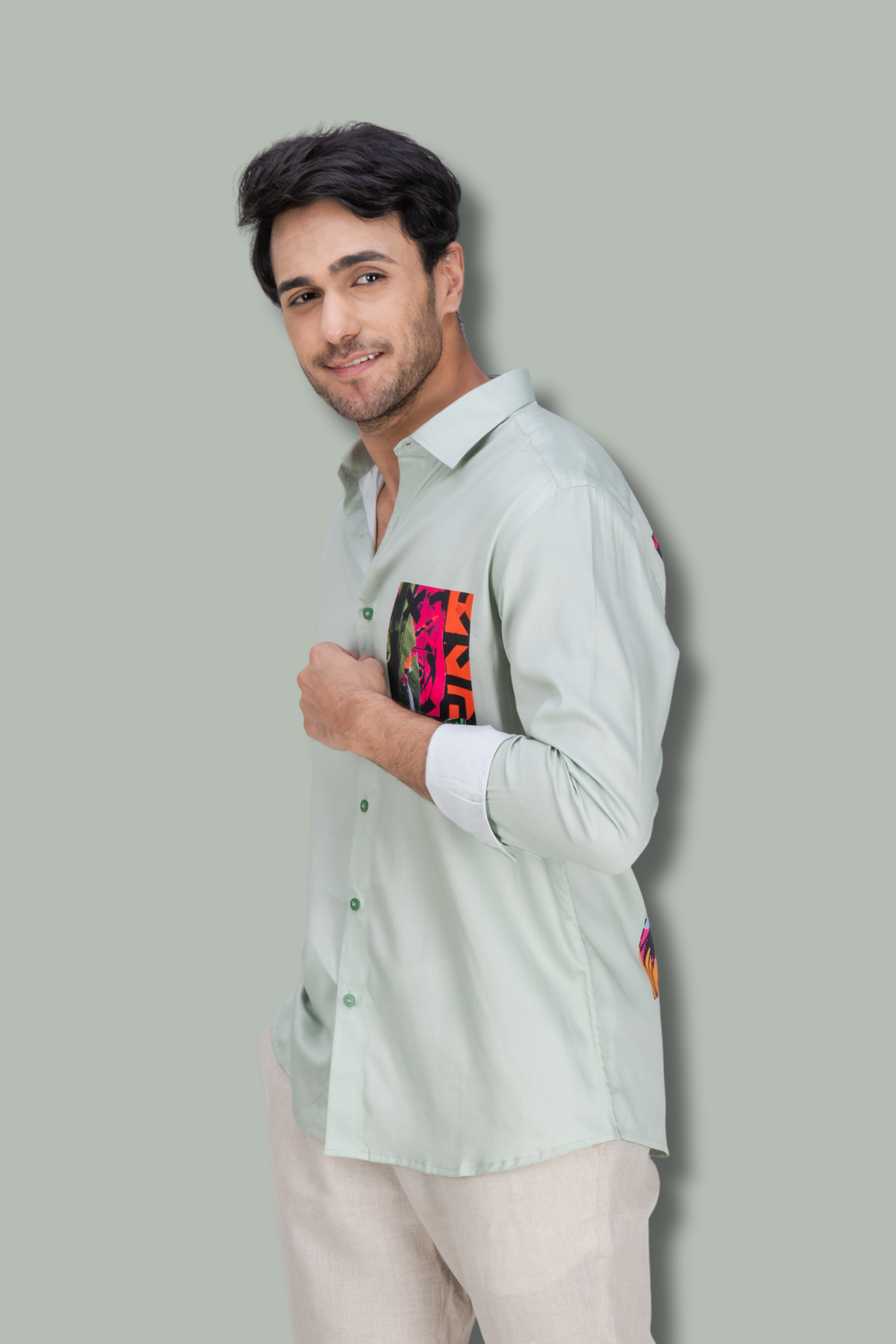 Pista Green Printed Shirt
