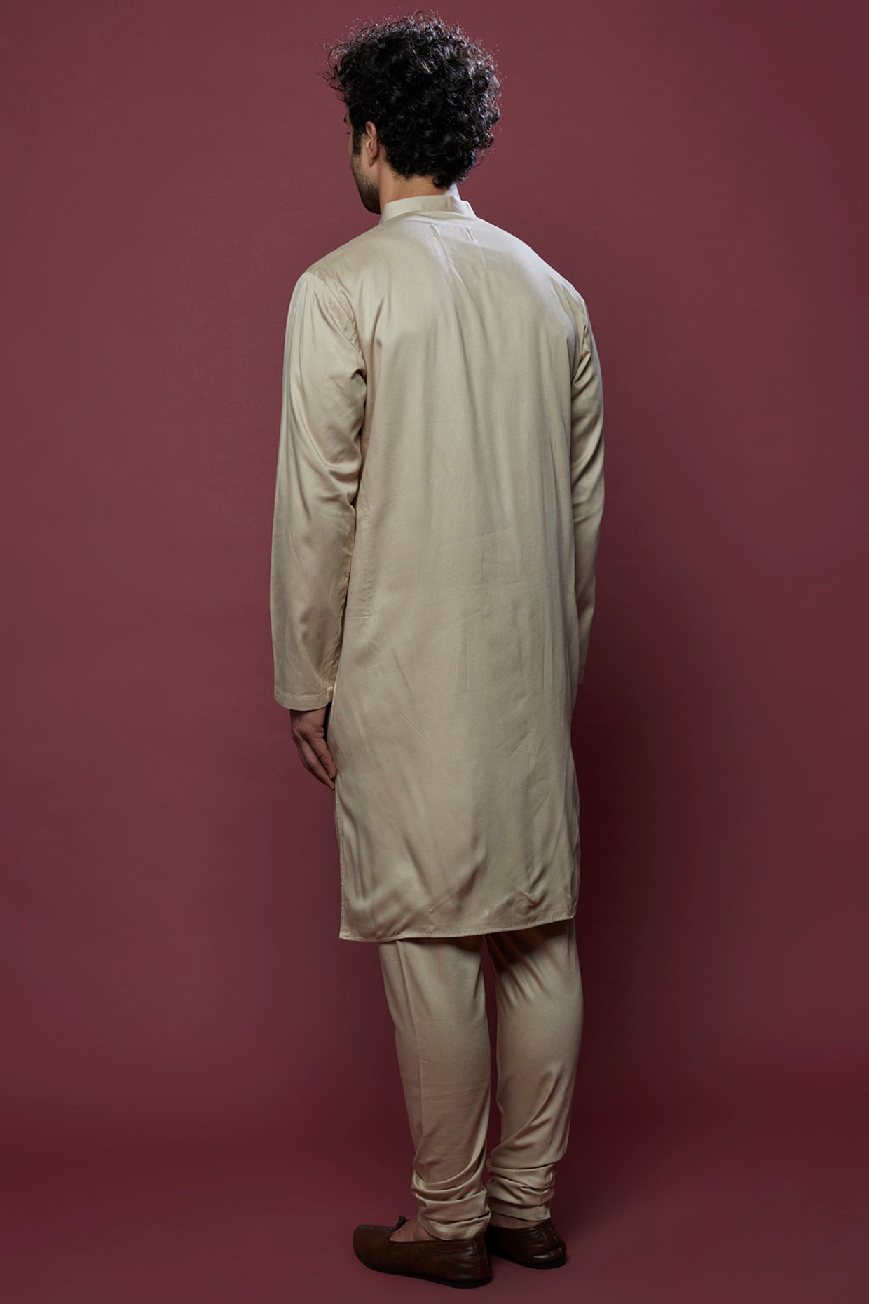 Beige Mirror work kurta set