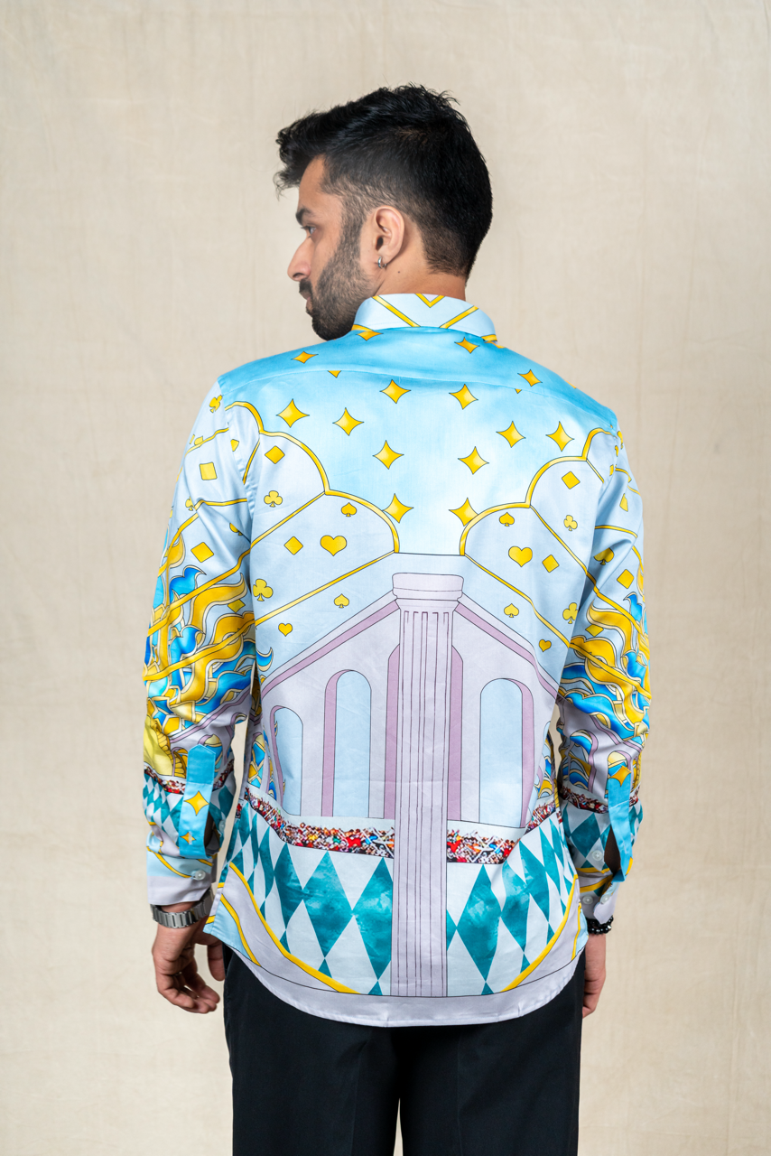 Azure Palace Printed Silk Shirt