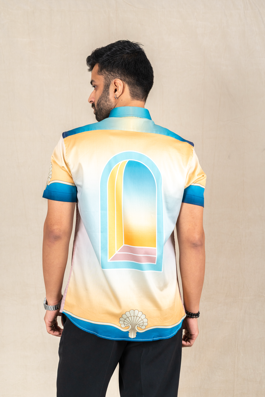 Sunset Shell Printed Satin Shirt