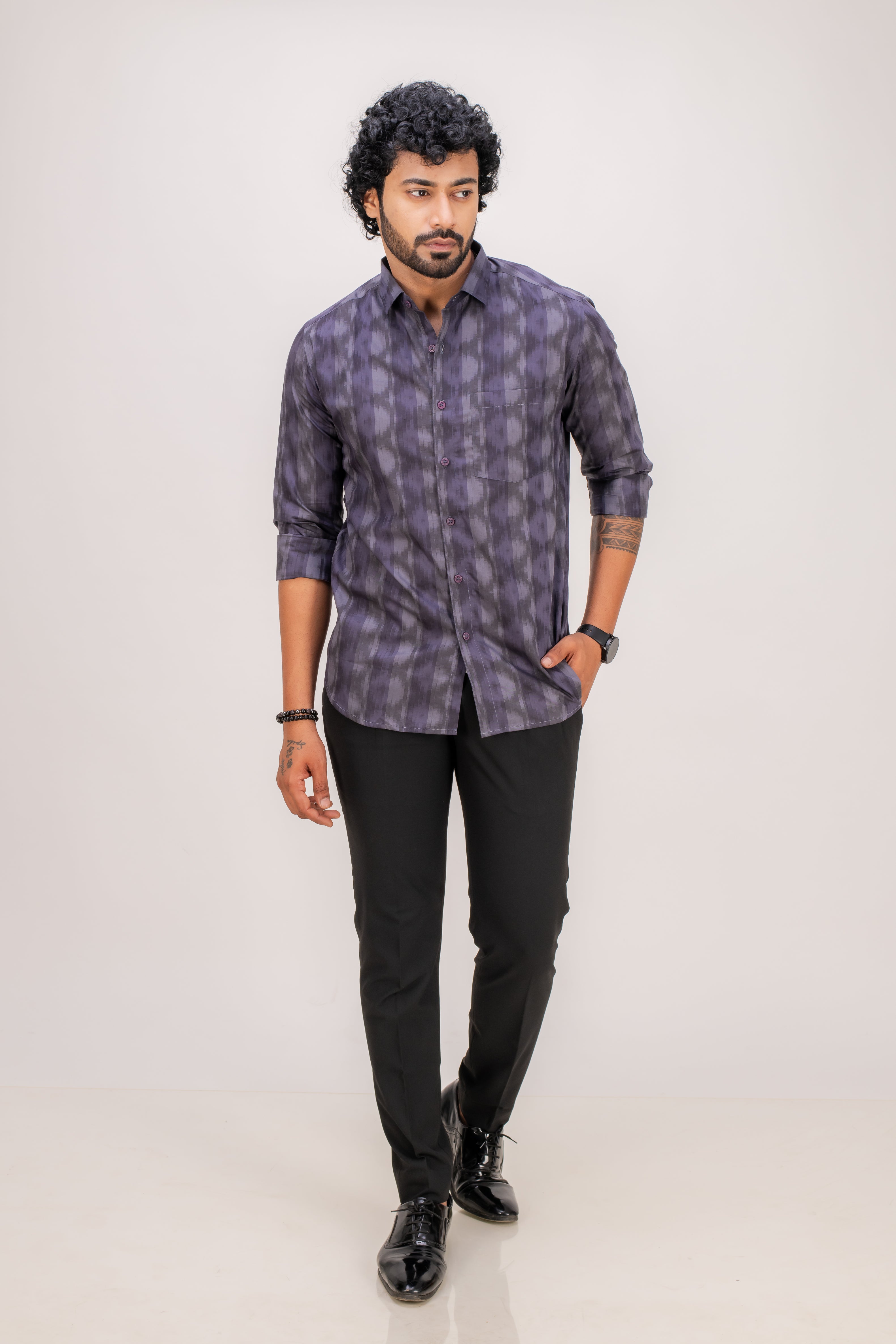 DARK PURPLE POPLIN SHIRT