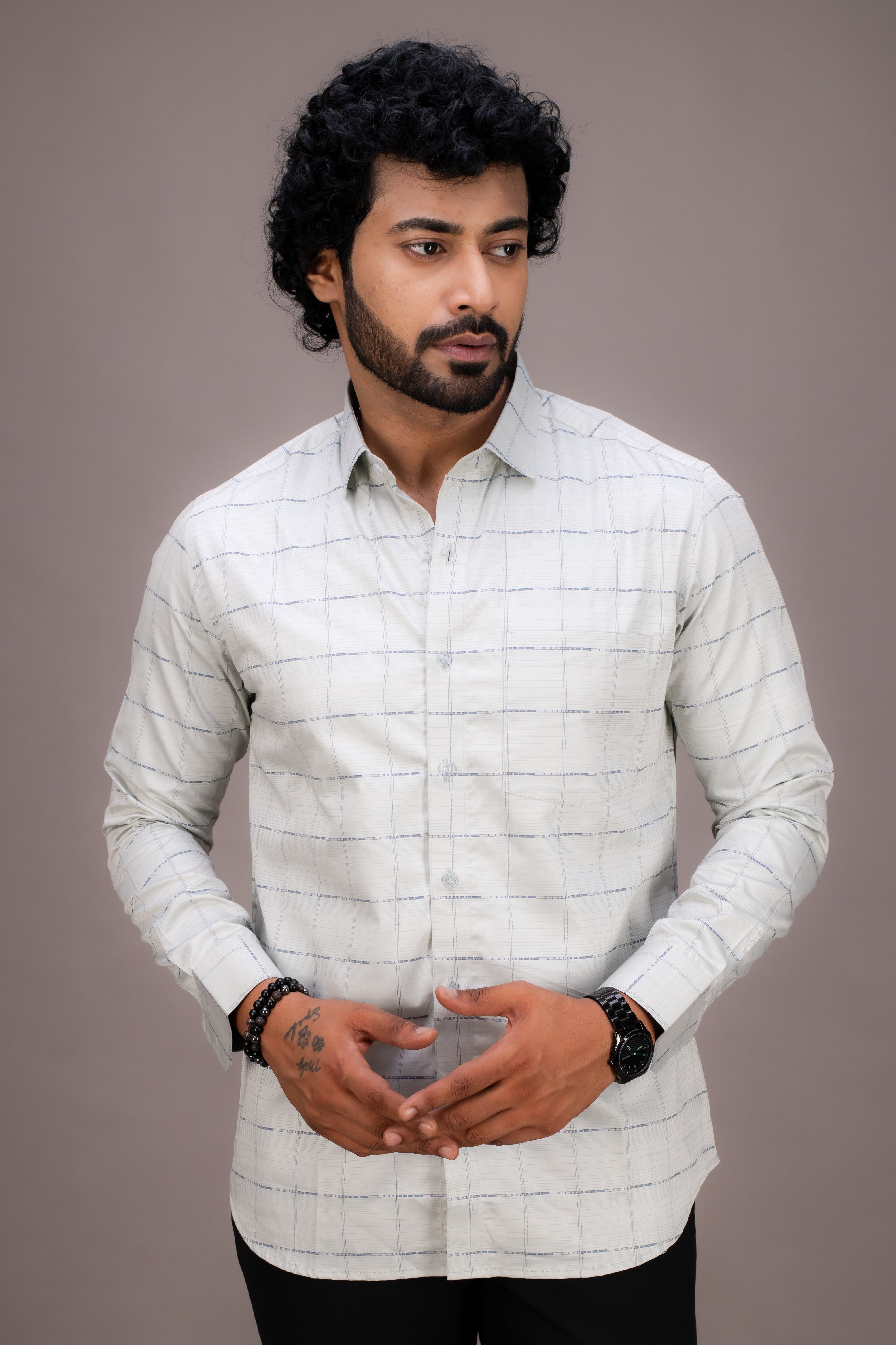 GREEN CHECKS GIZA COTTON SHIRT