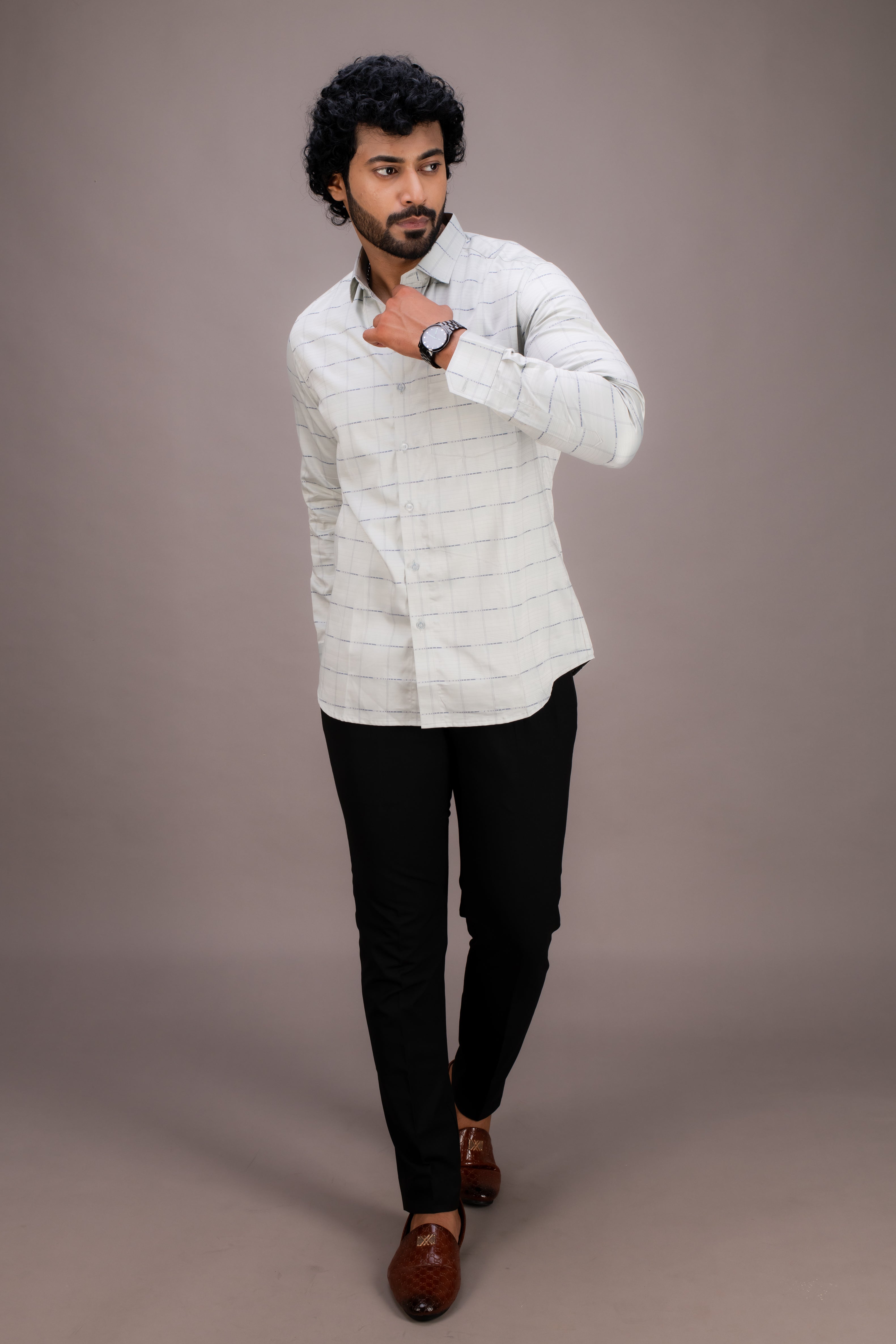 GREEN CHECKS GIZA COTTON SHIRT