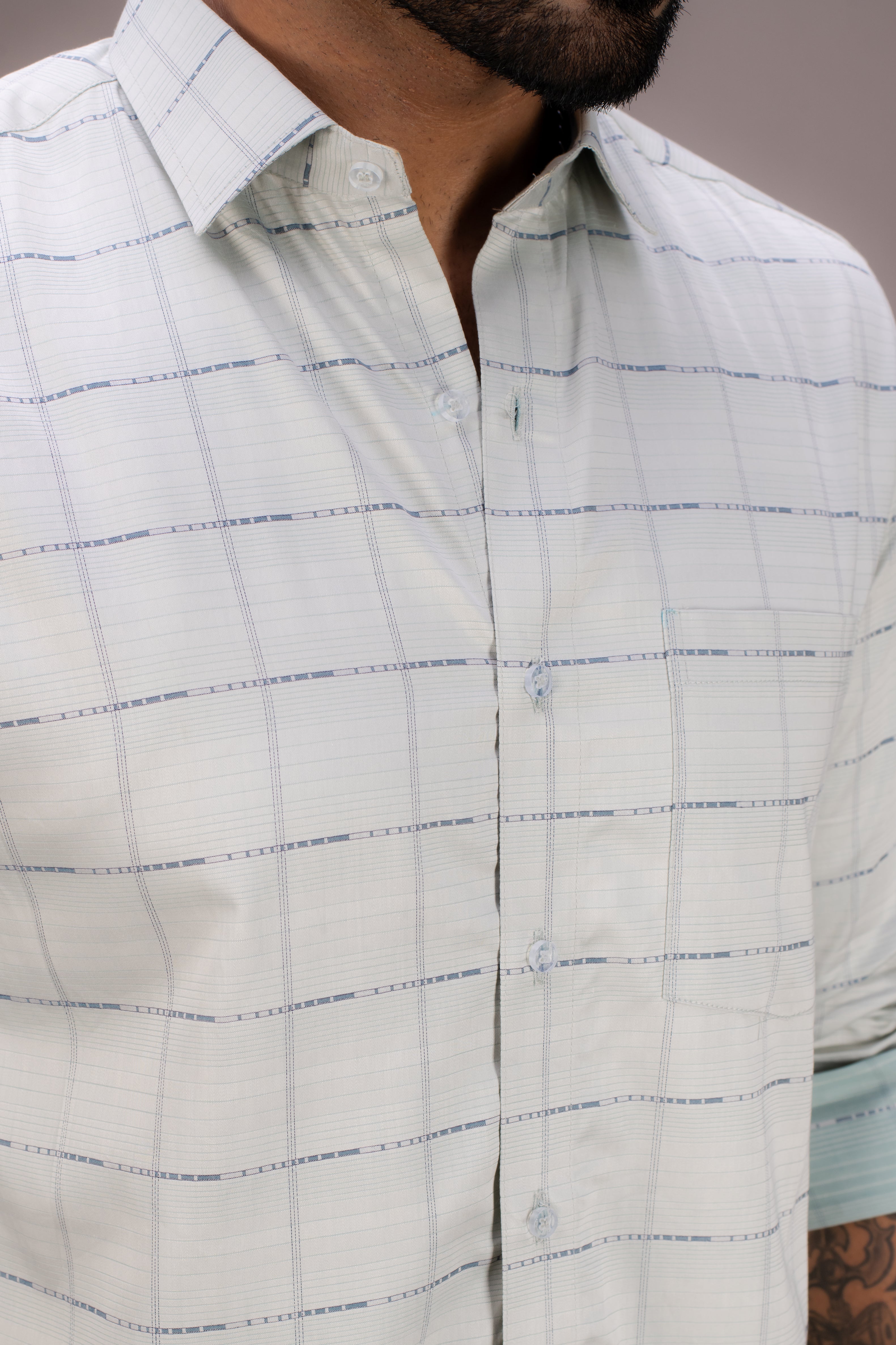 GREEN CHECKS GIZA COTTON SHIRT