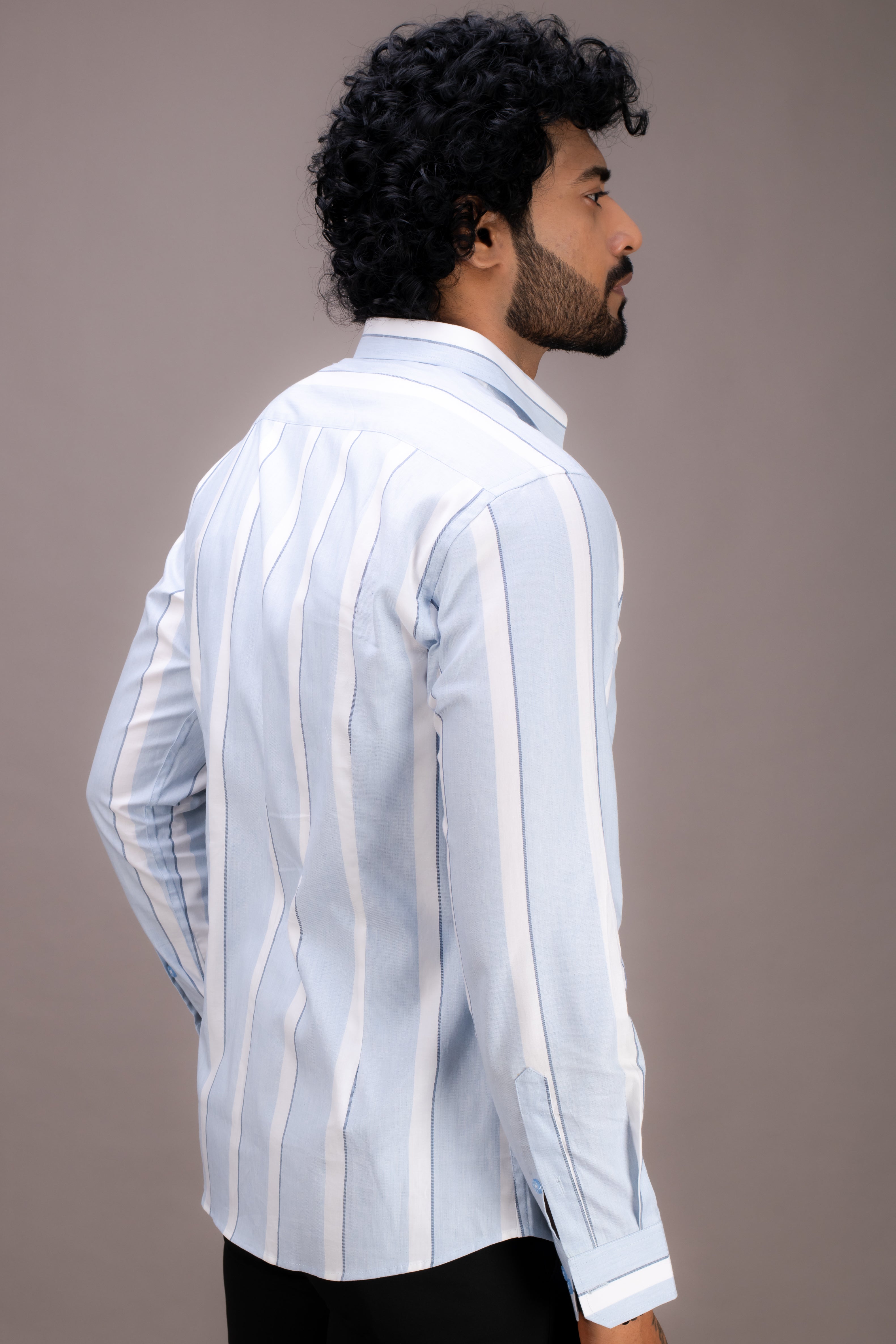 BLUE STRIPES MELANGE COTTON SHIRT