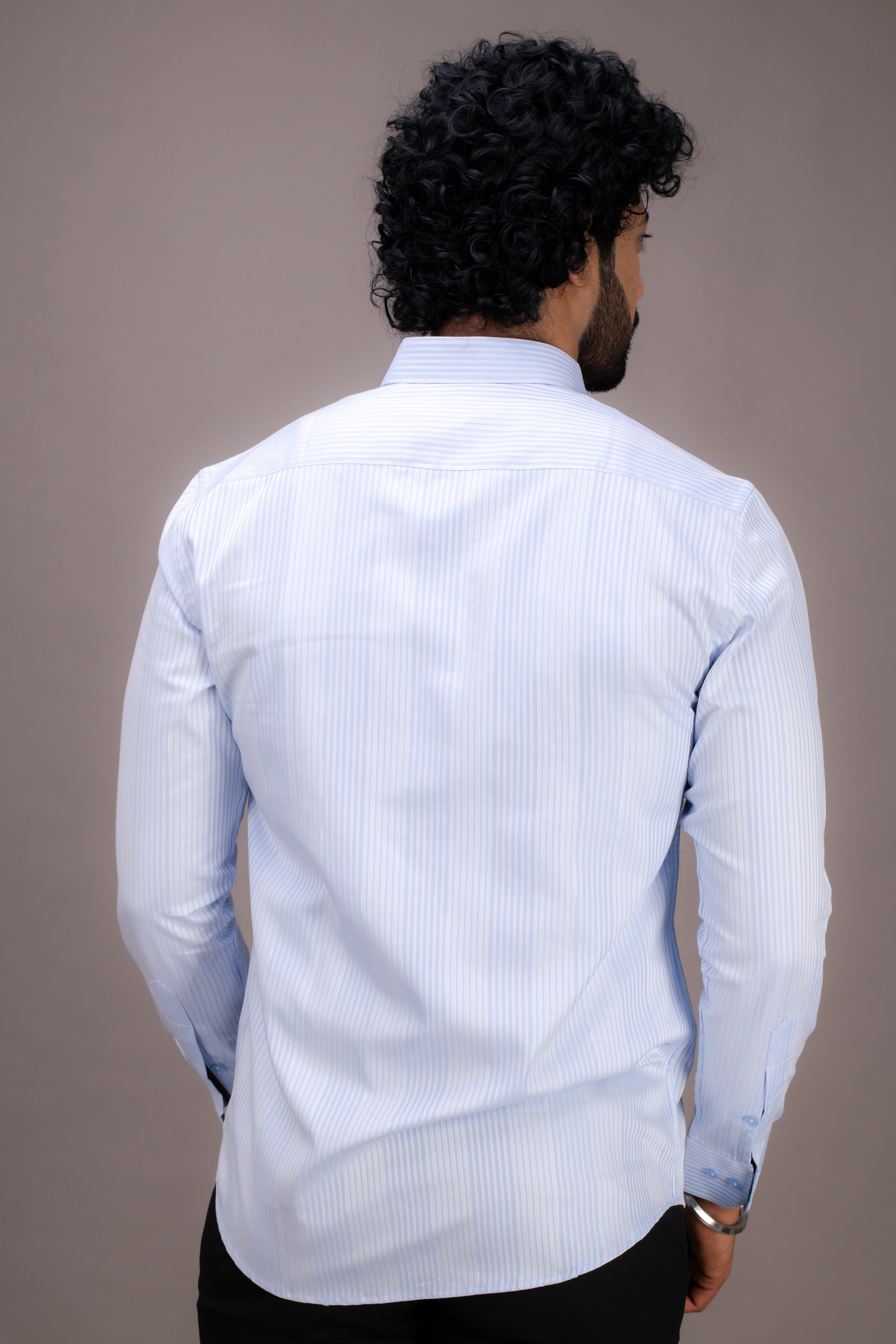 BLUE STRIPES ZARI COTTON SHIRT