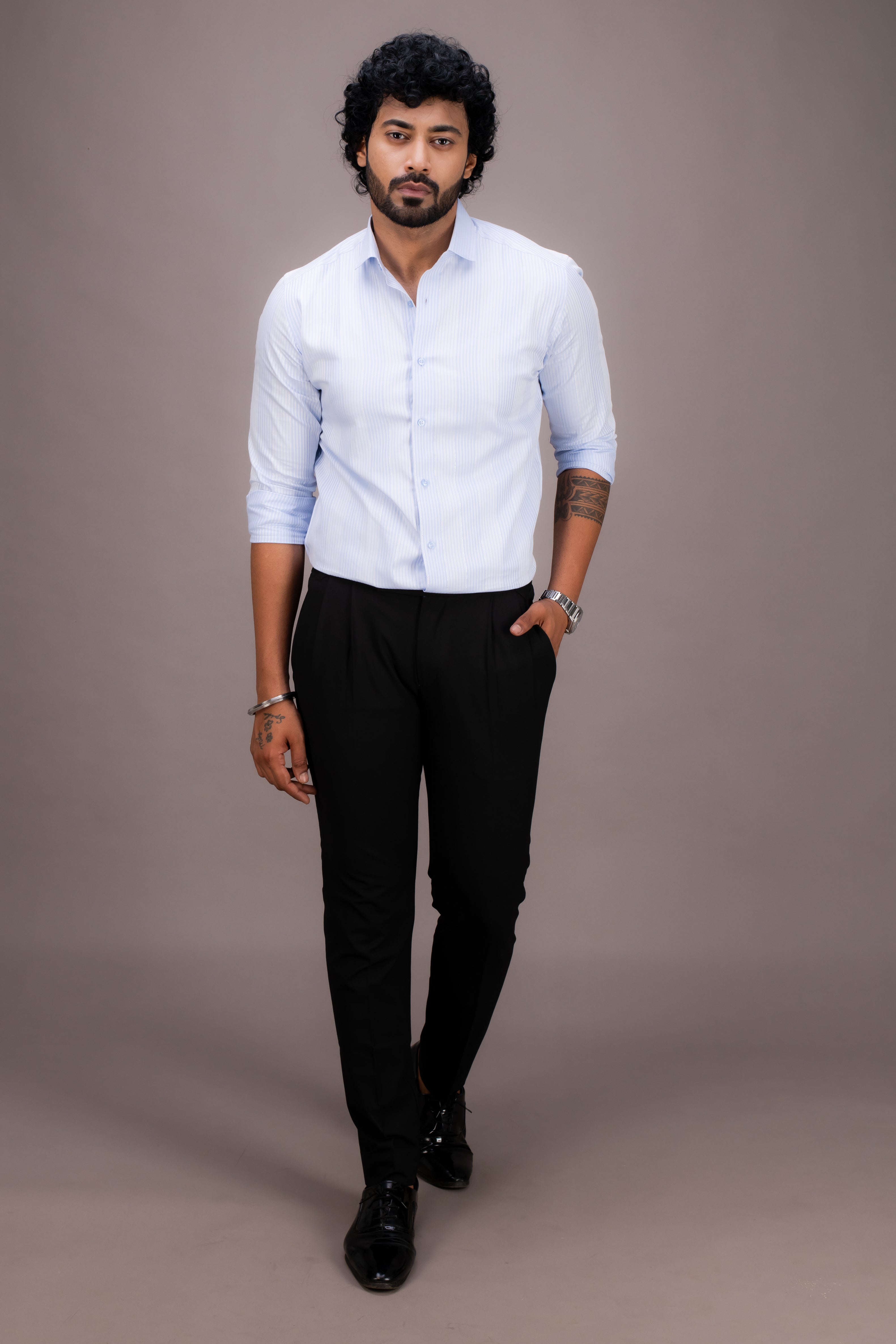 BLUE STRIPES ZARI COTTON SHIRT