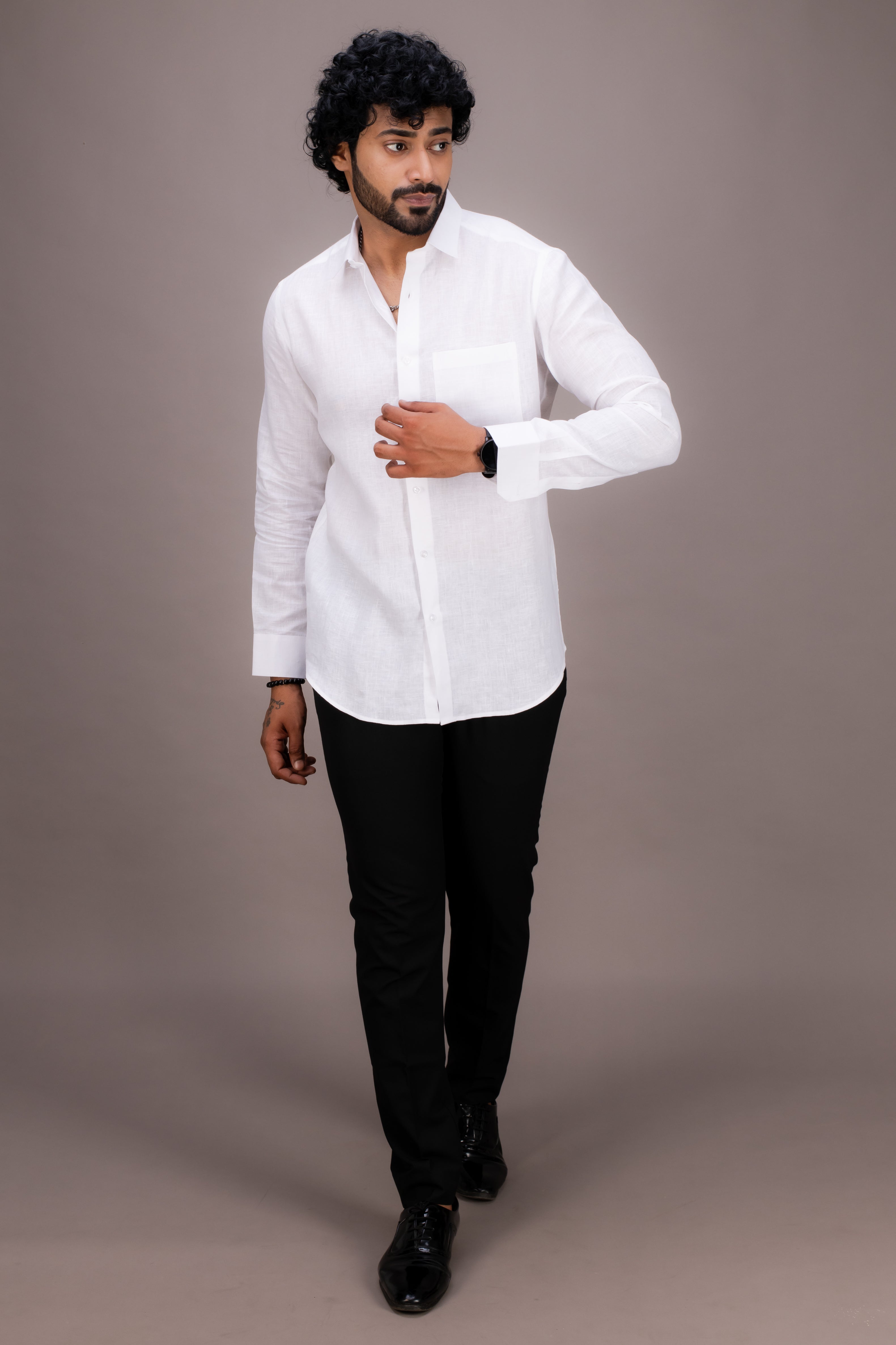 SUPERFINE WHITE 100 LEA LINEN SHIRT