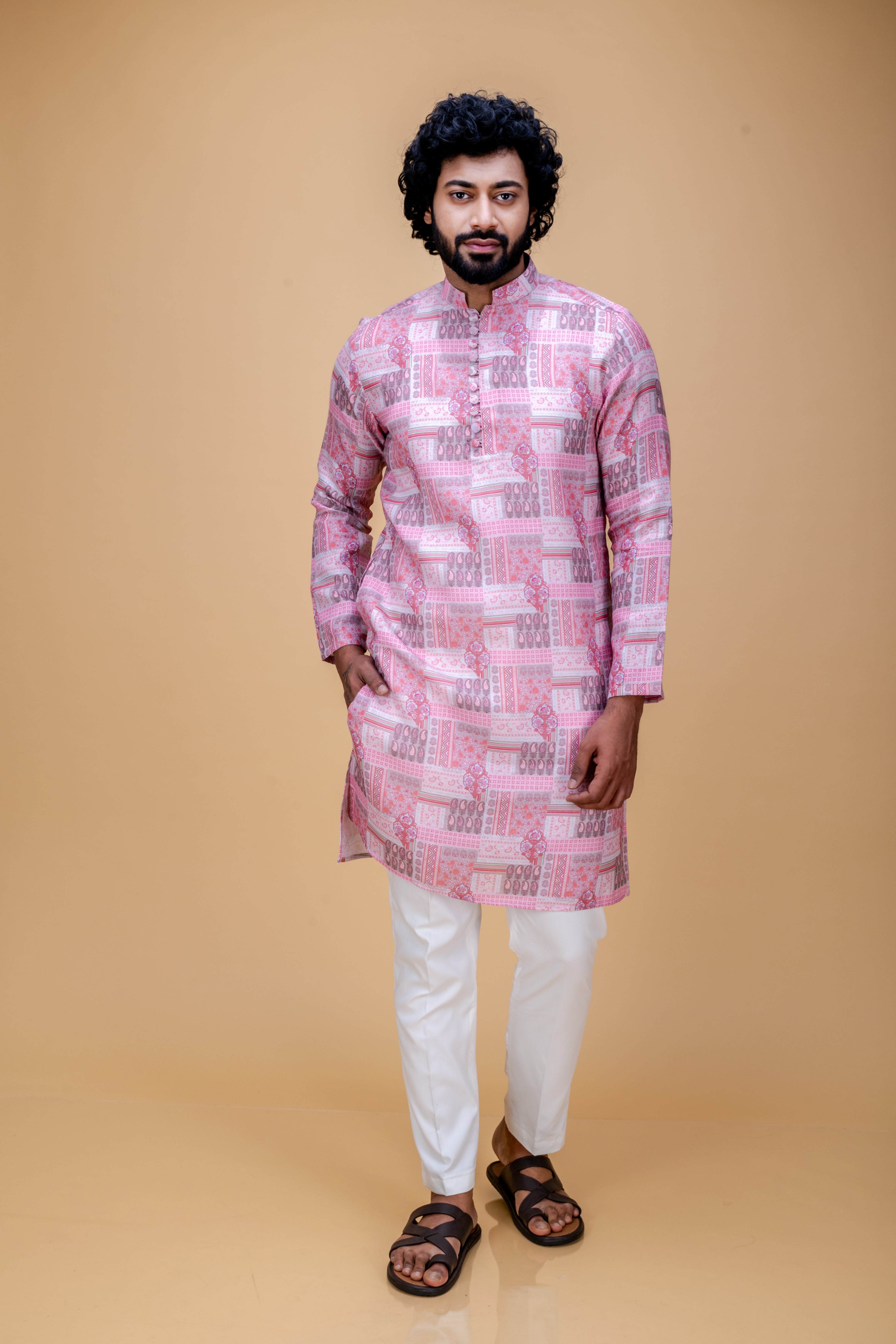 Pink printed kurta
