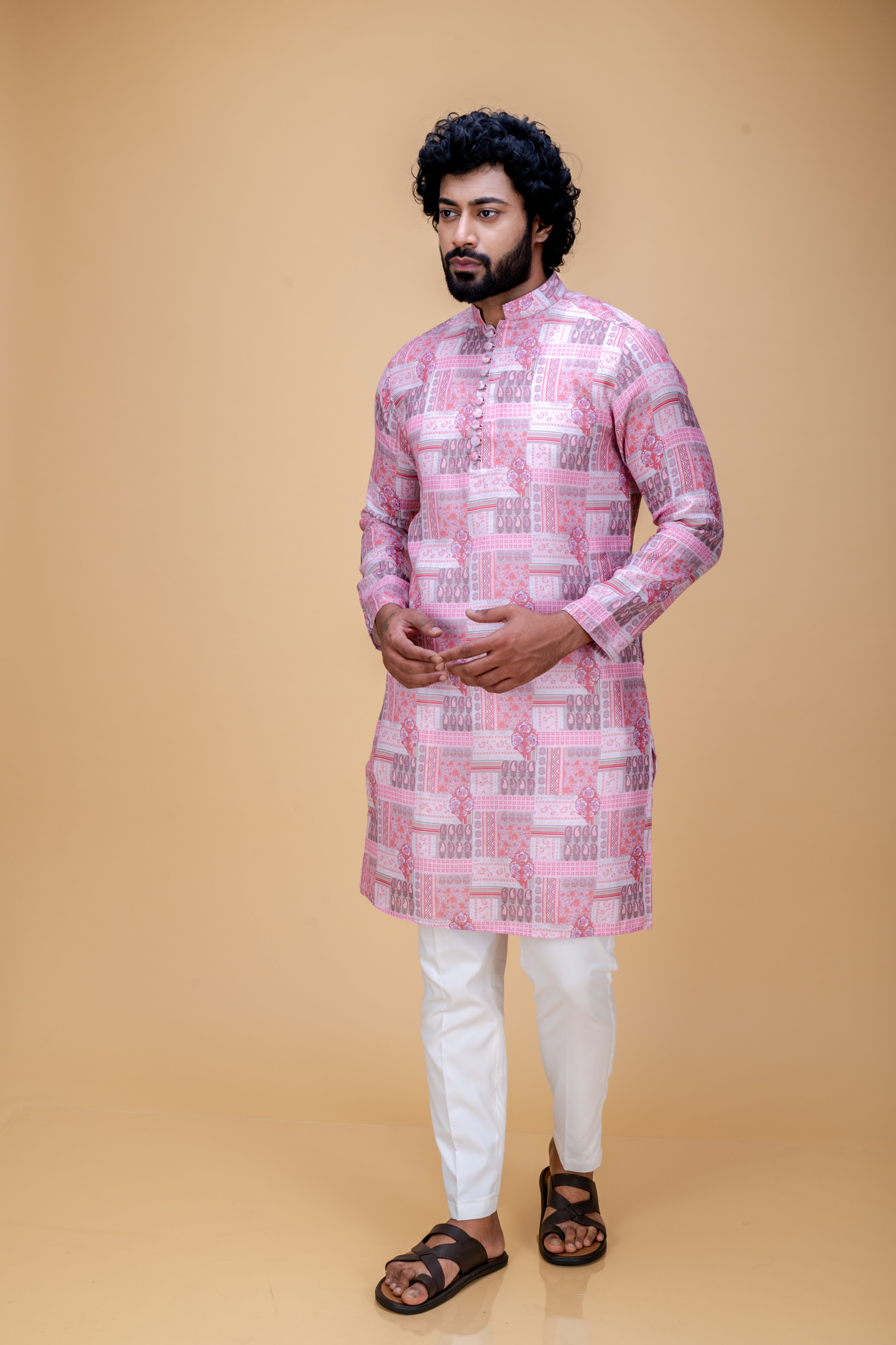 Pink printed kurta set