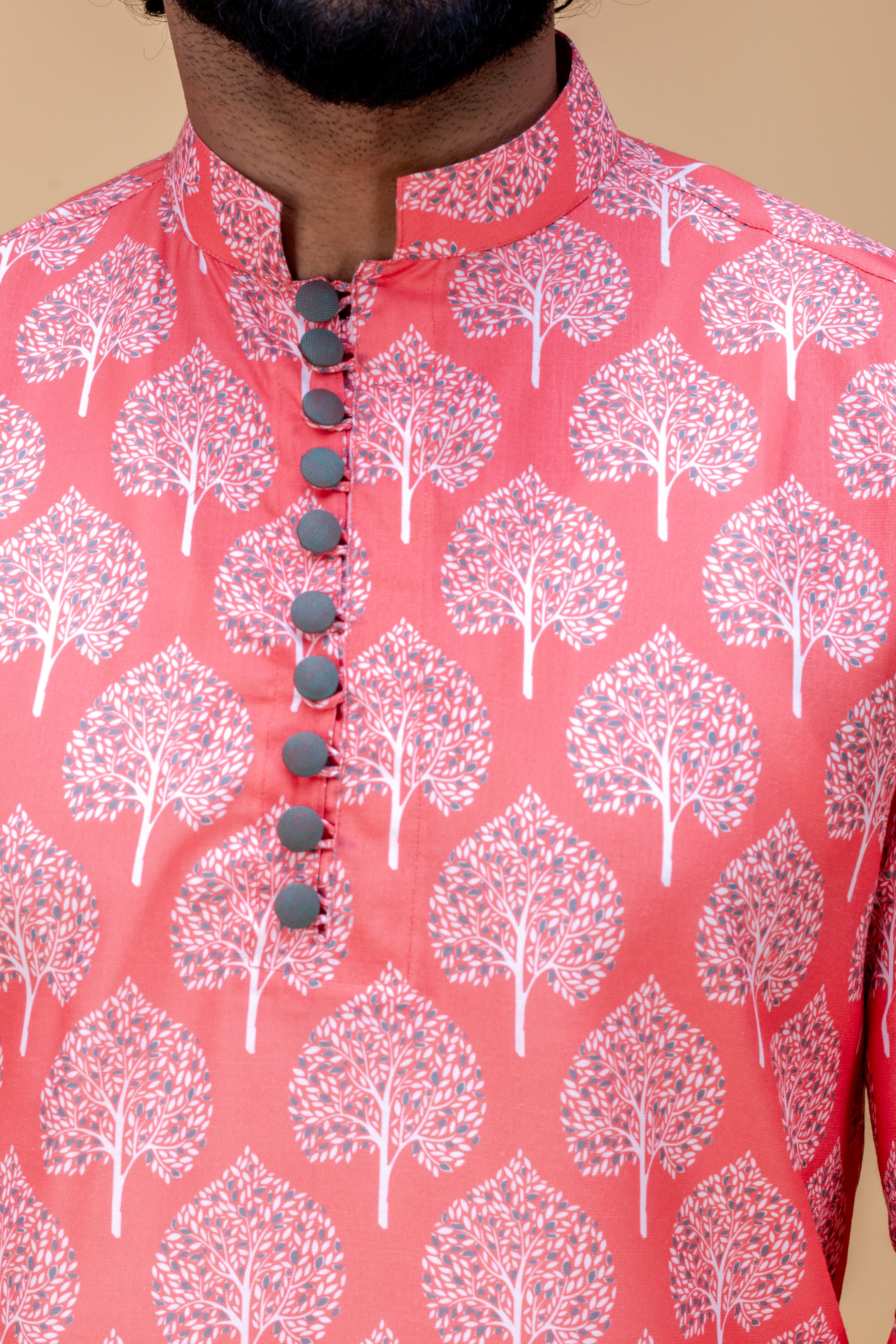 Peach Pink printed kurta set