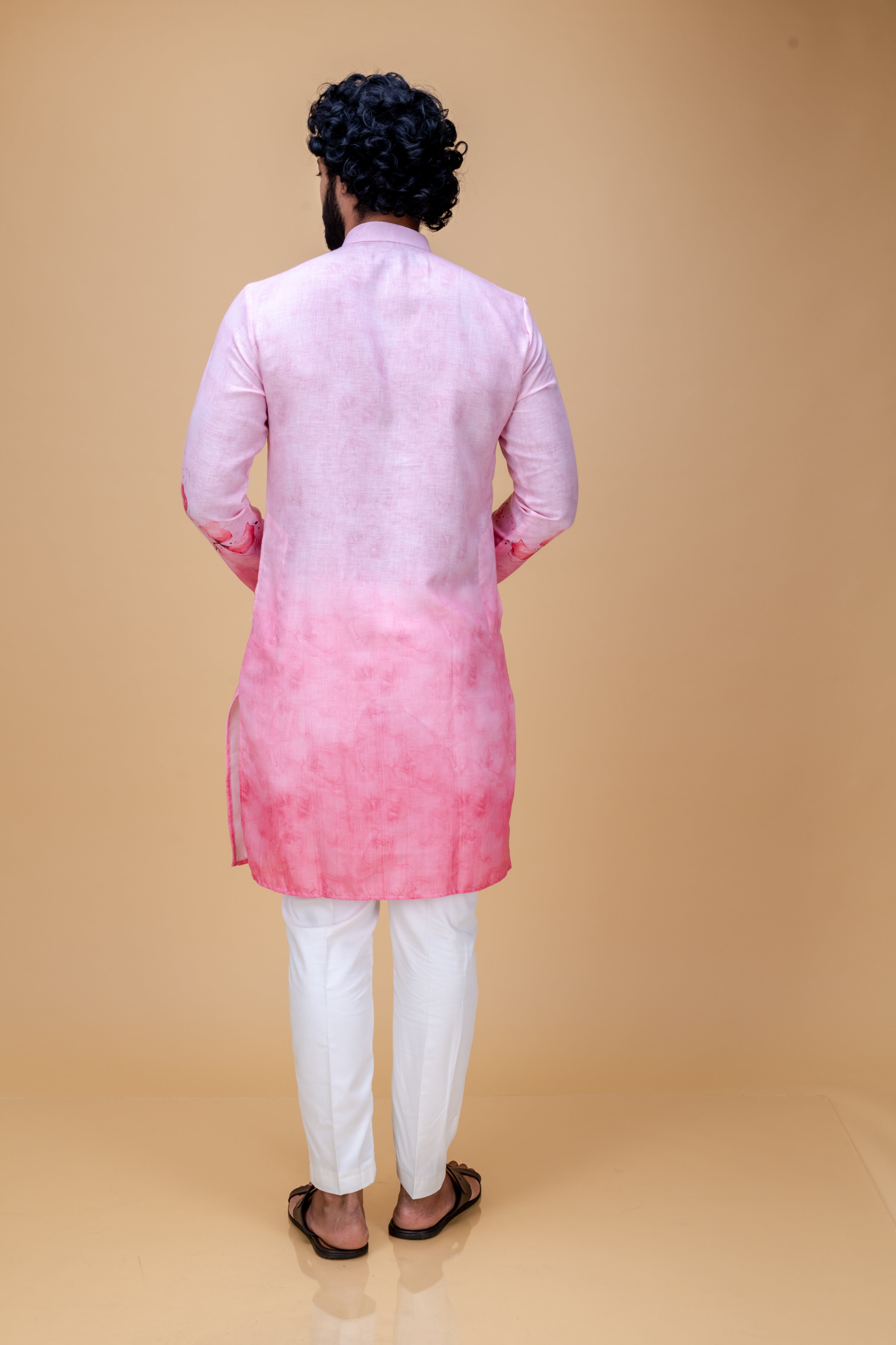 Pink floral pattern printed kurta set