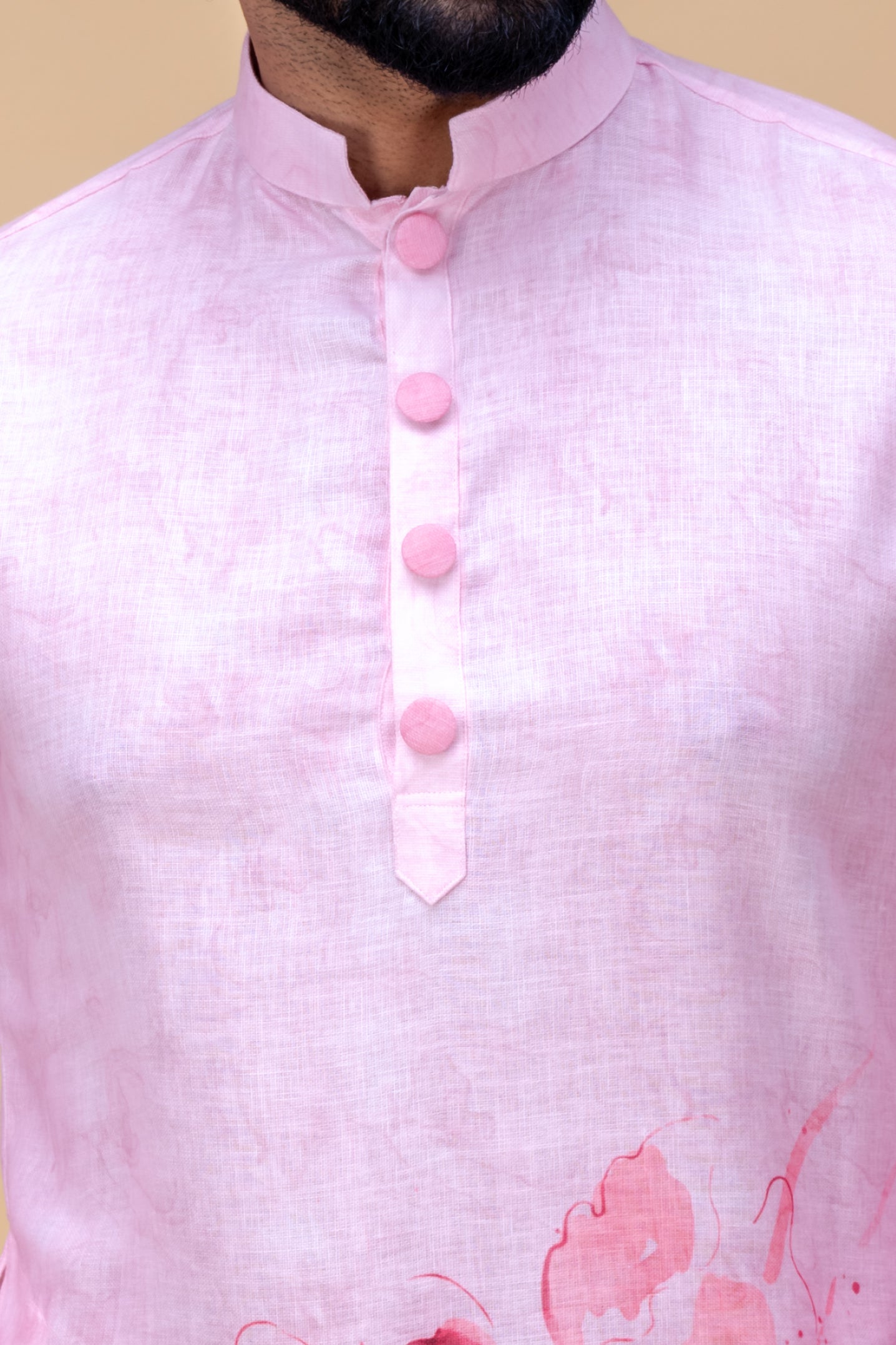 Pink floral pattern printed kurta set