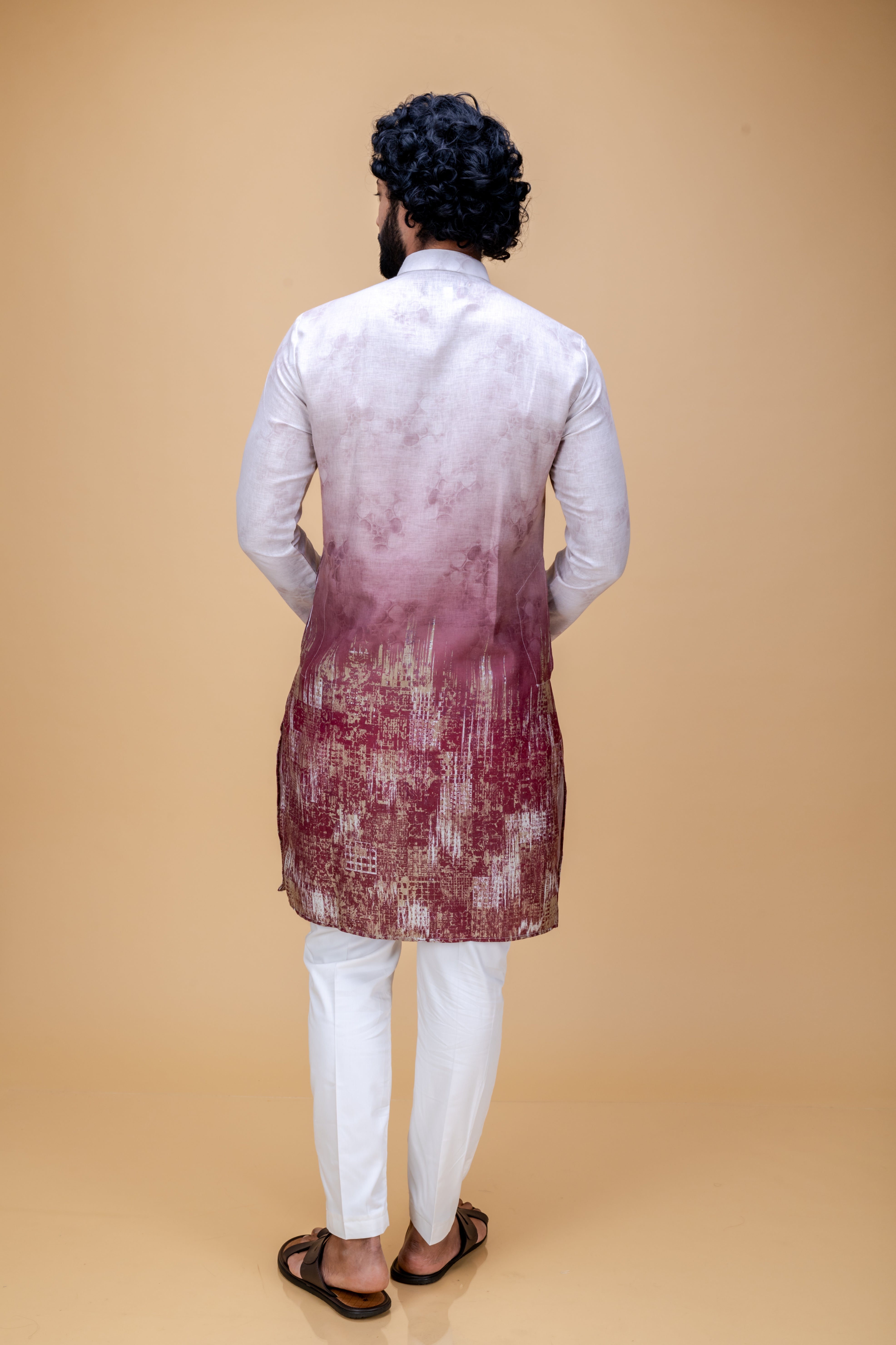 Maroon ombre printed kurta