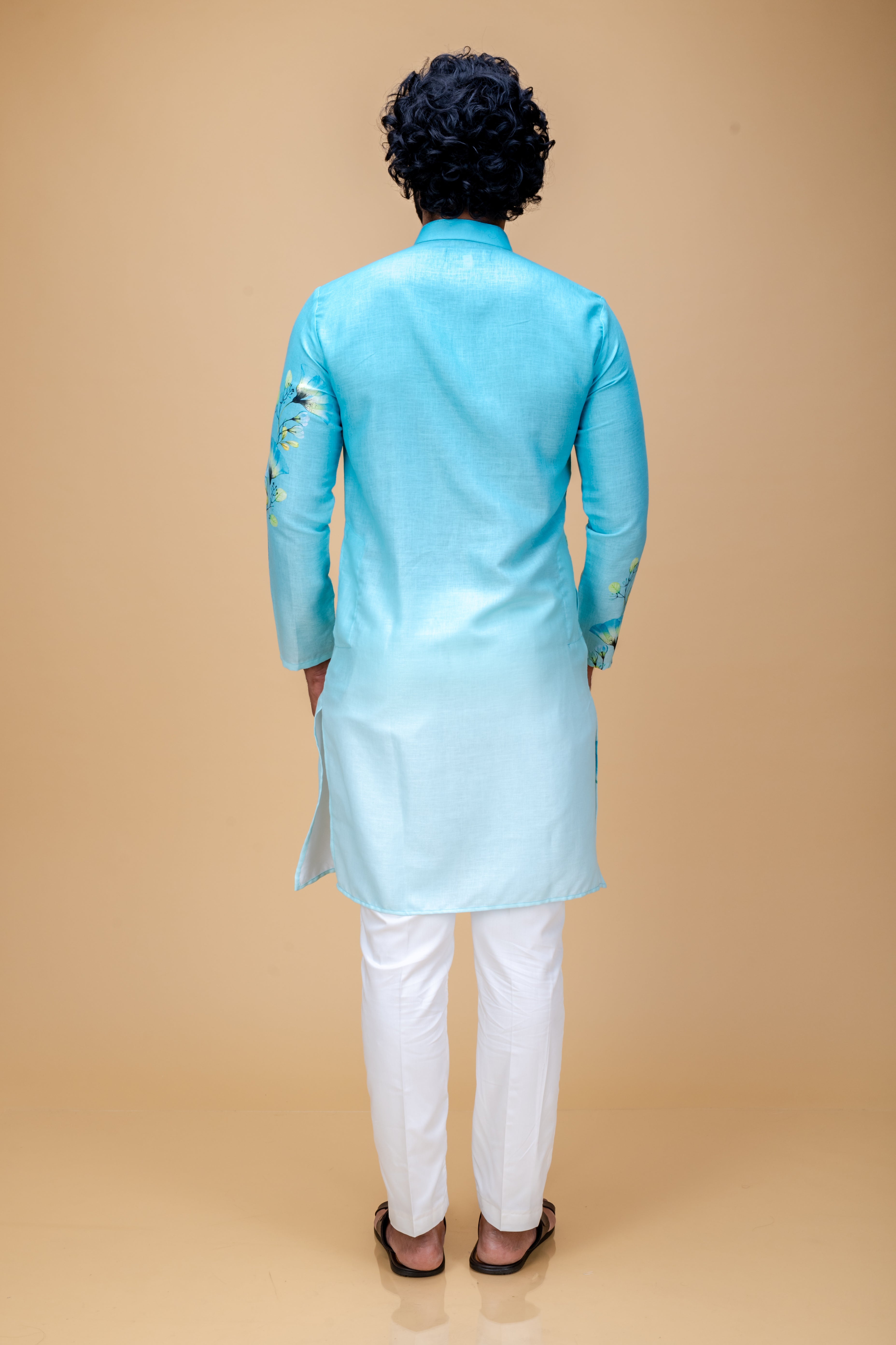 Blue ombre floral printed kurta set