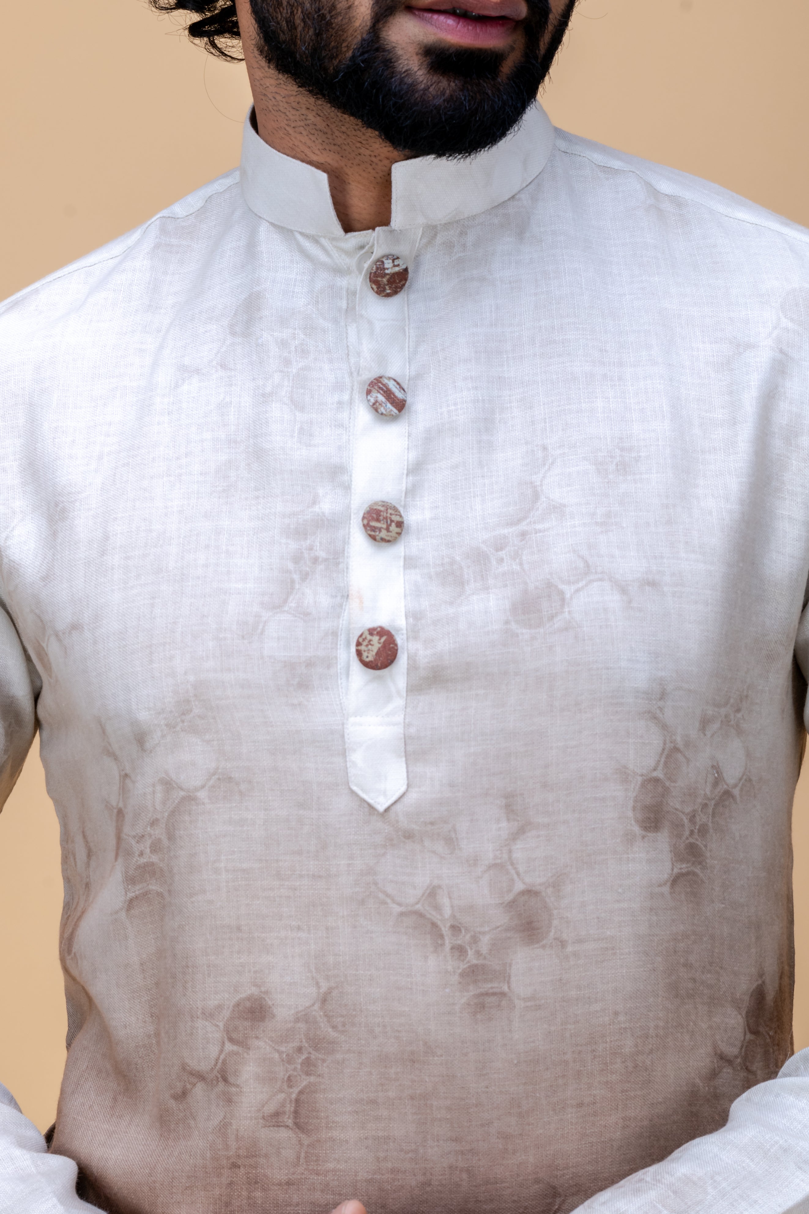 Brown ombre printed kurta set