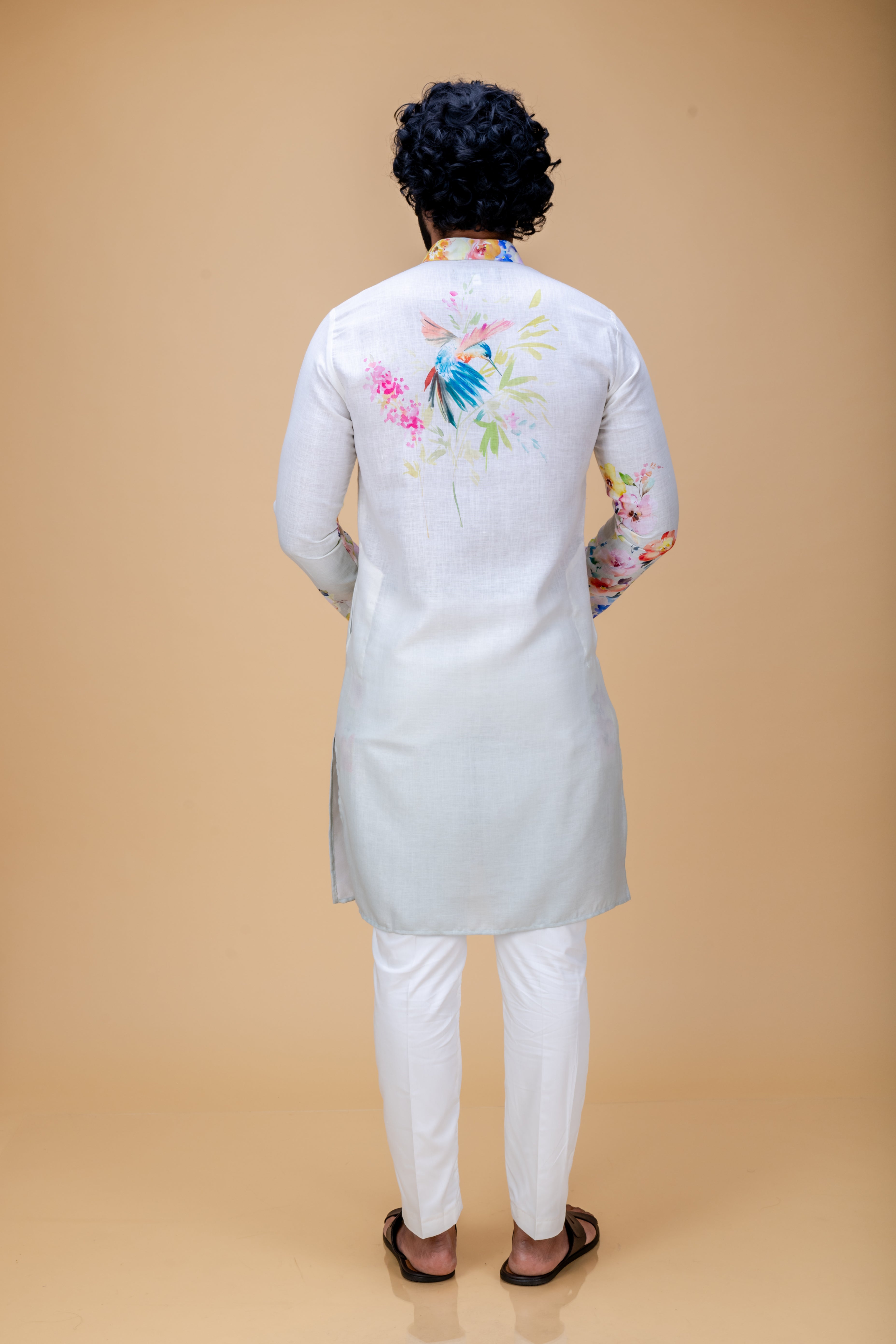 Off white floral printed kurta