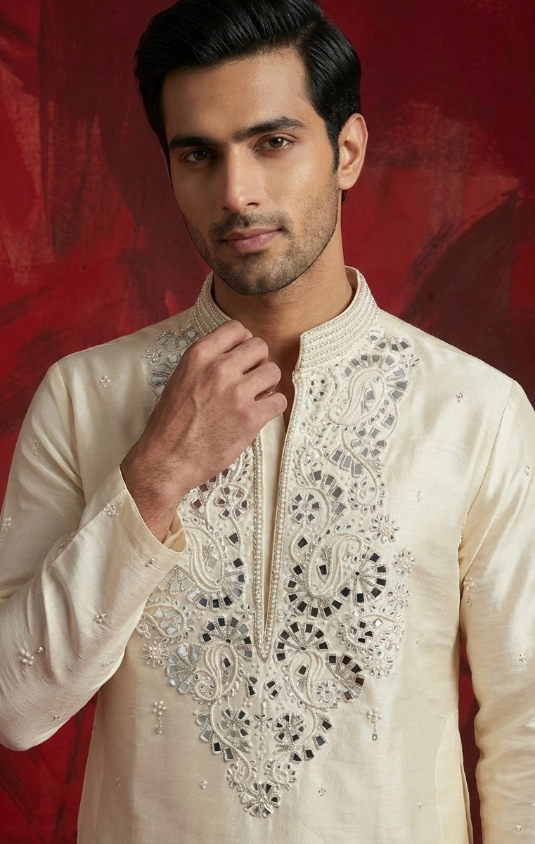 Ivory Noor Hand-Embroidered Kurta Set