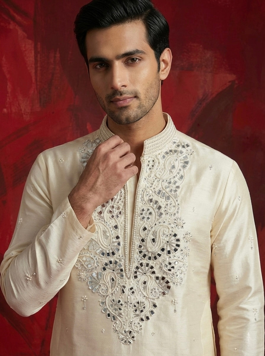 Ivory Noor Hand-Embroidered Kurta Set