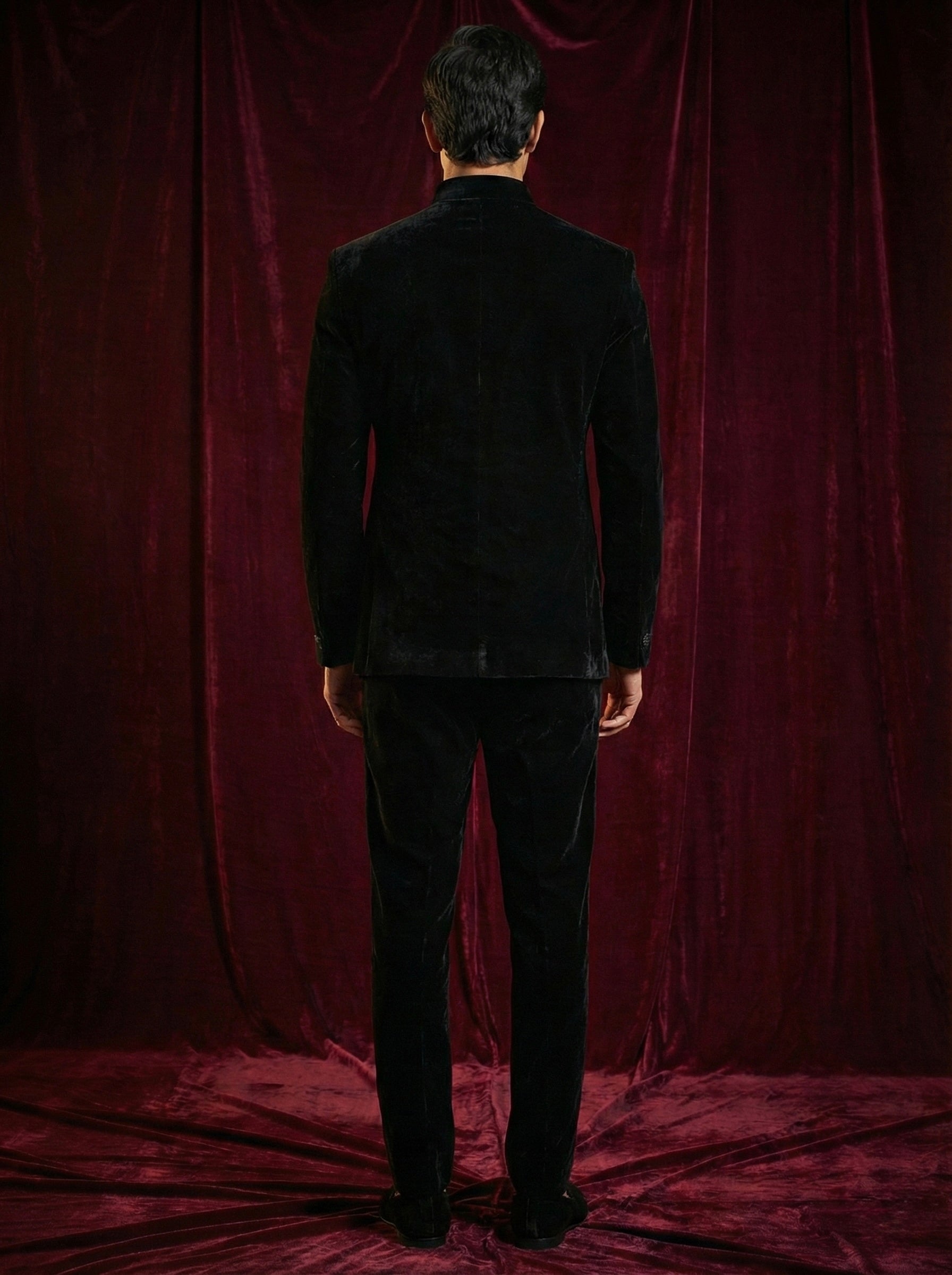 Black Embroidered Indo-Western Bandhgala Suit