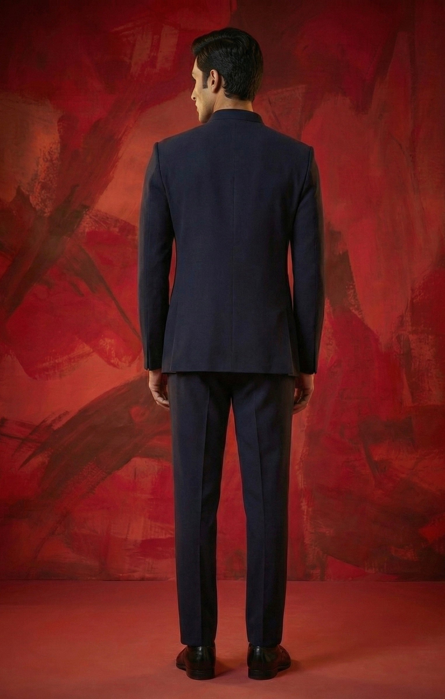 Midnight Crest Embroidered Bandhgala Set