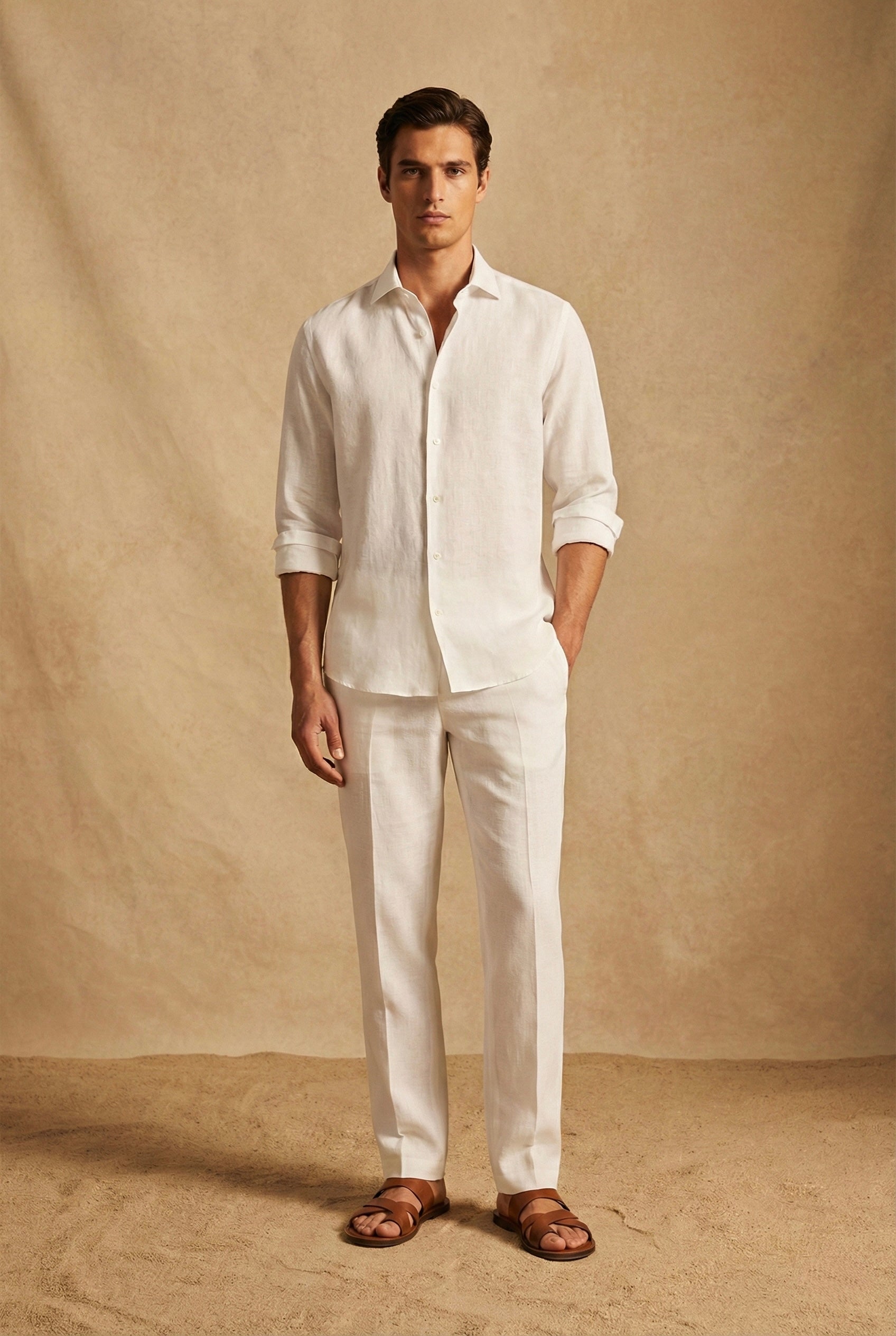 Classic White Linen Shirt for Men
