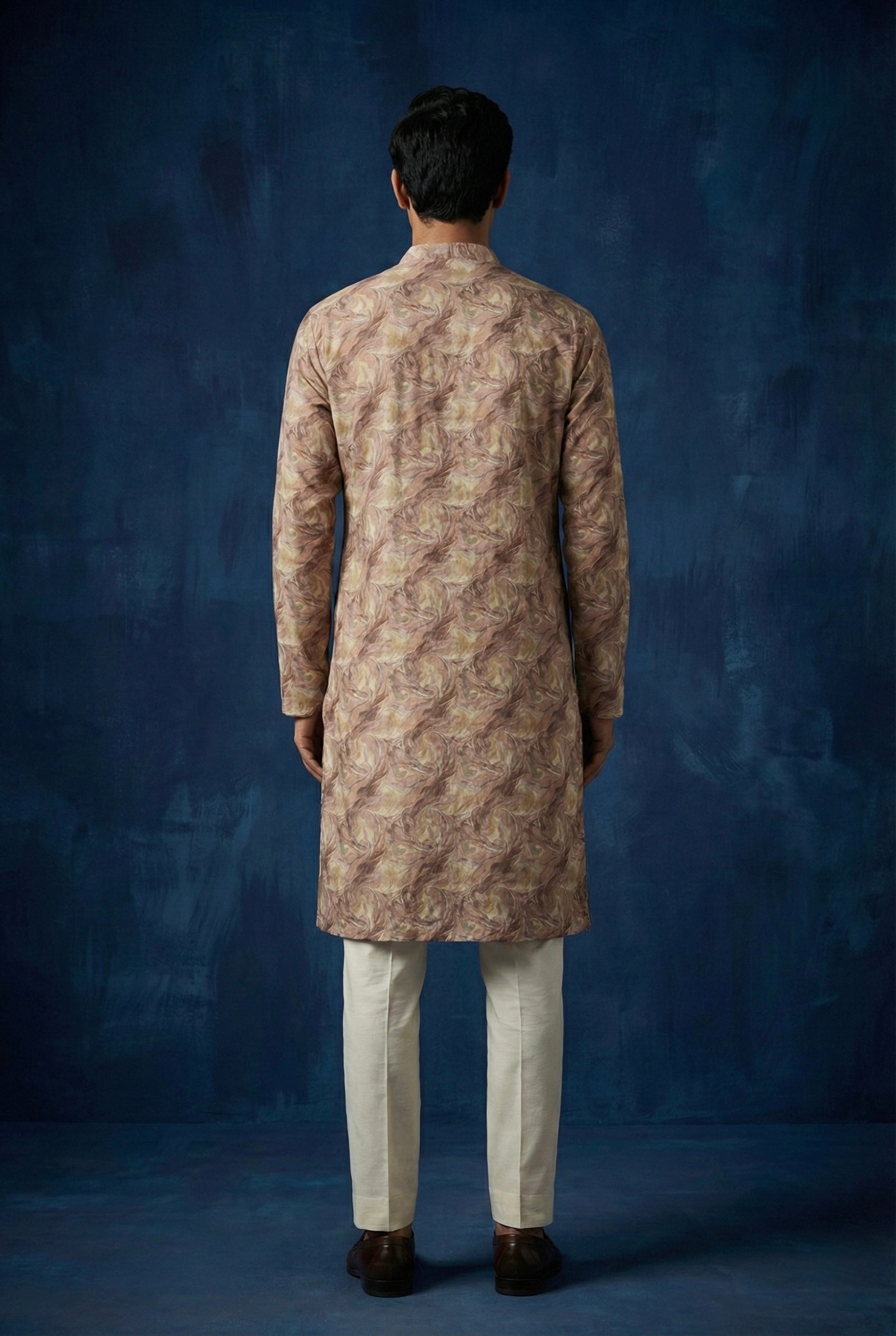 Abstract Printed 100% Linen Kurta for Men
