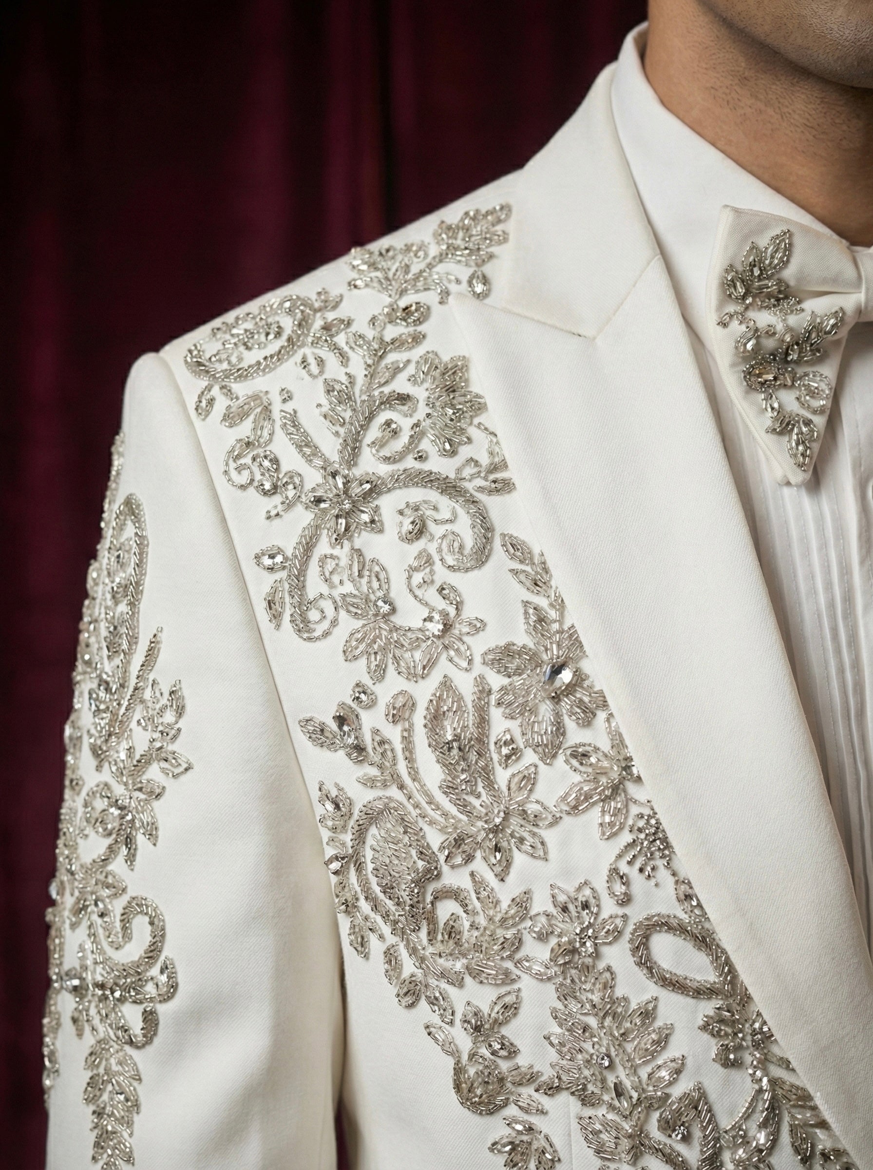 Ivory Embroidered Statement Blazer