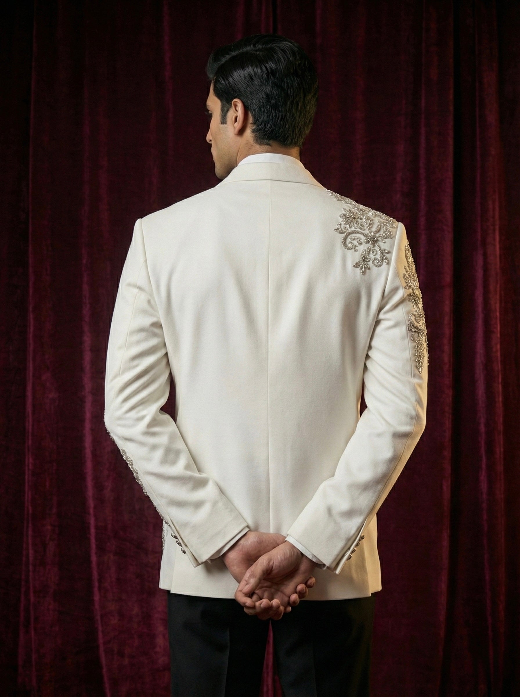 Ivory Embroidered Statement Blazer