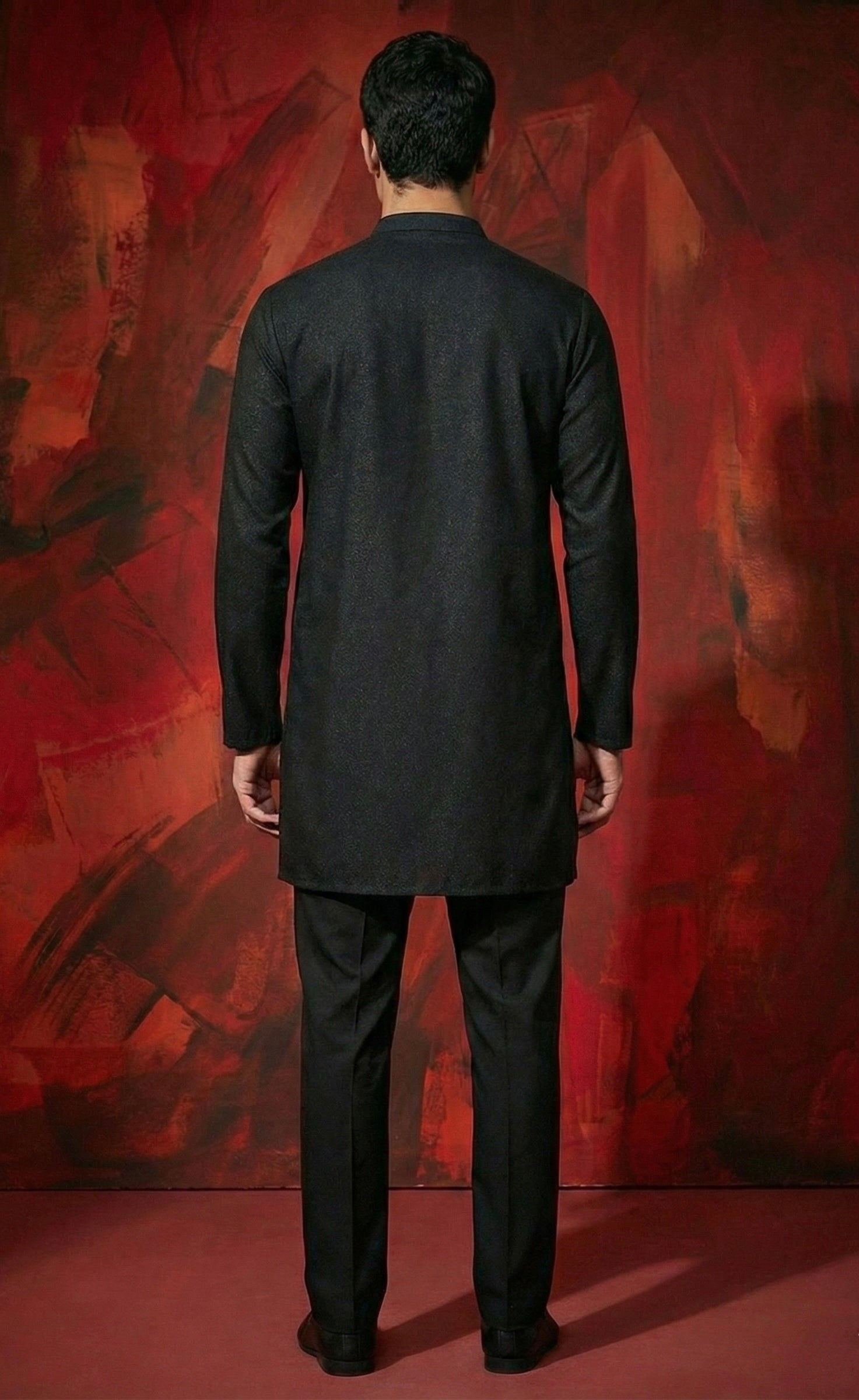 Black Japanese Rayon Thread Embroidered Kurta Set