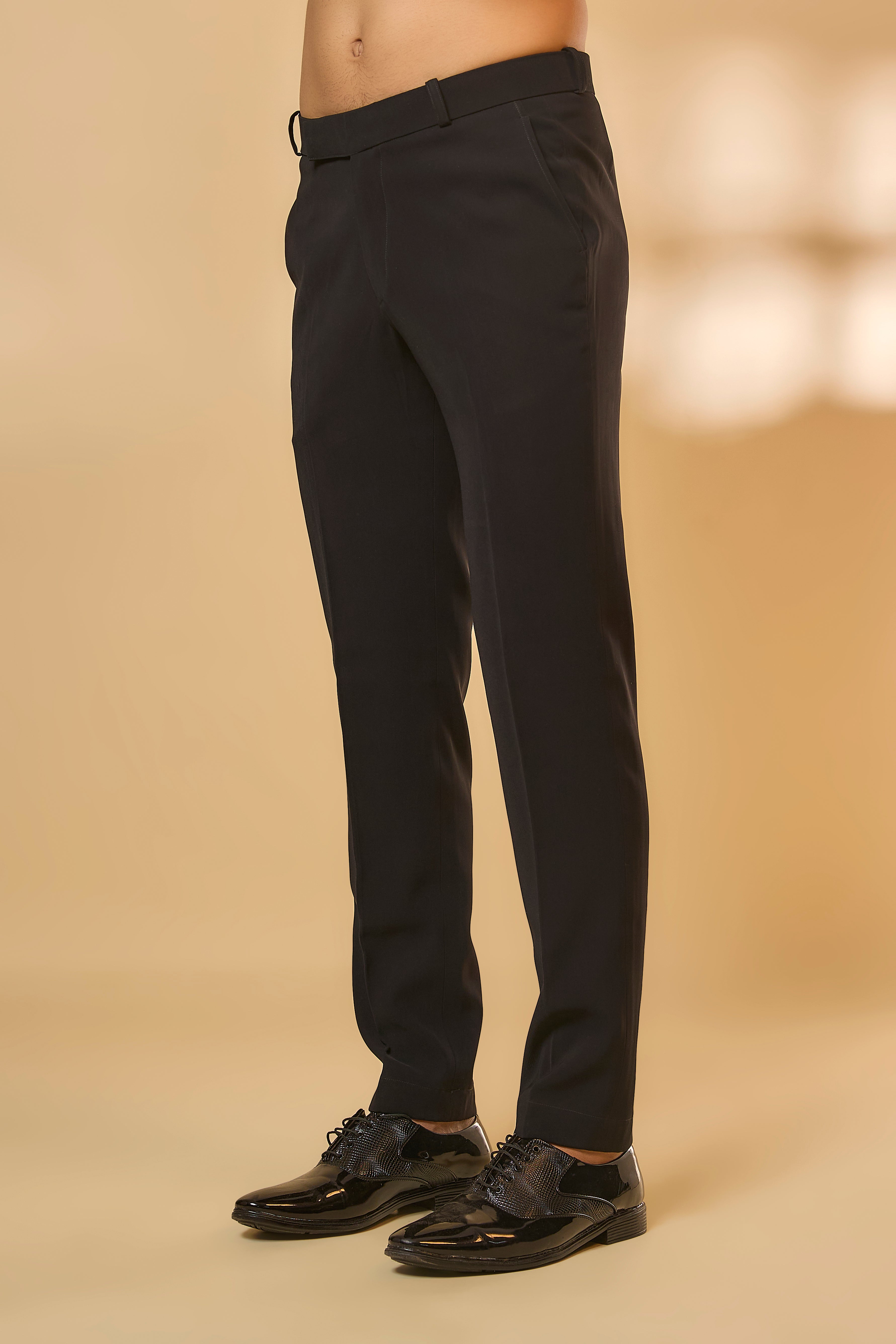 Black Japanese Rayon Cutdana Handwork Tuxedo Set