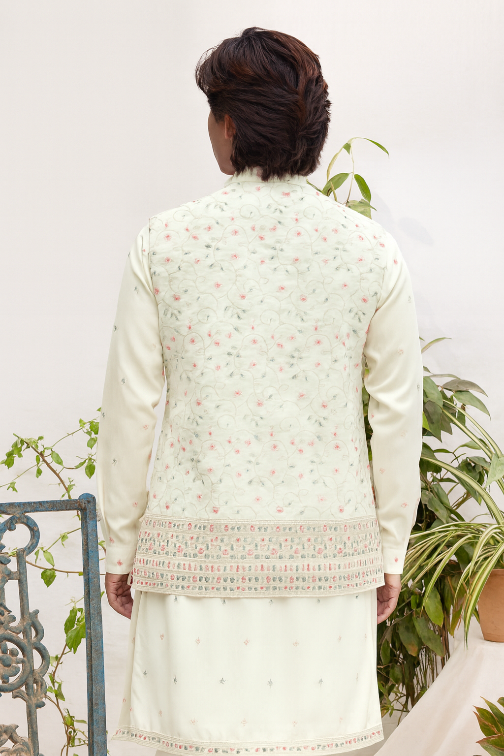 Ivory Kurta with Embroidered Nehru Jacket – Festive & Wedding Wear for Men