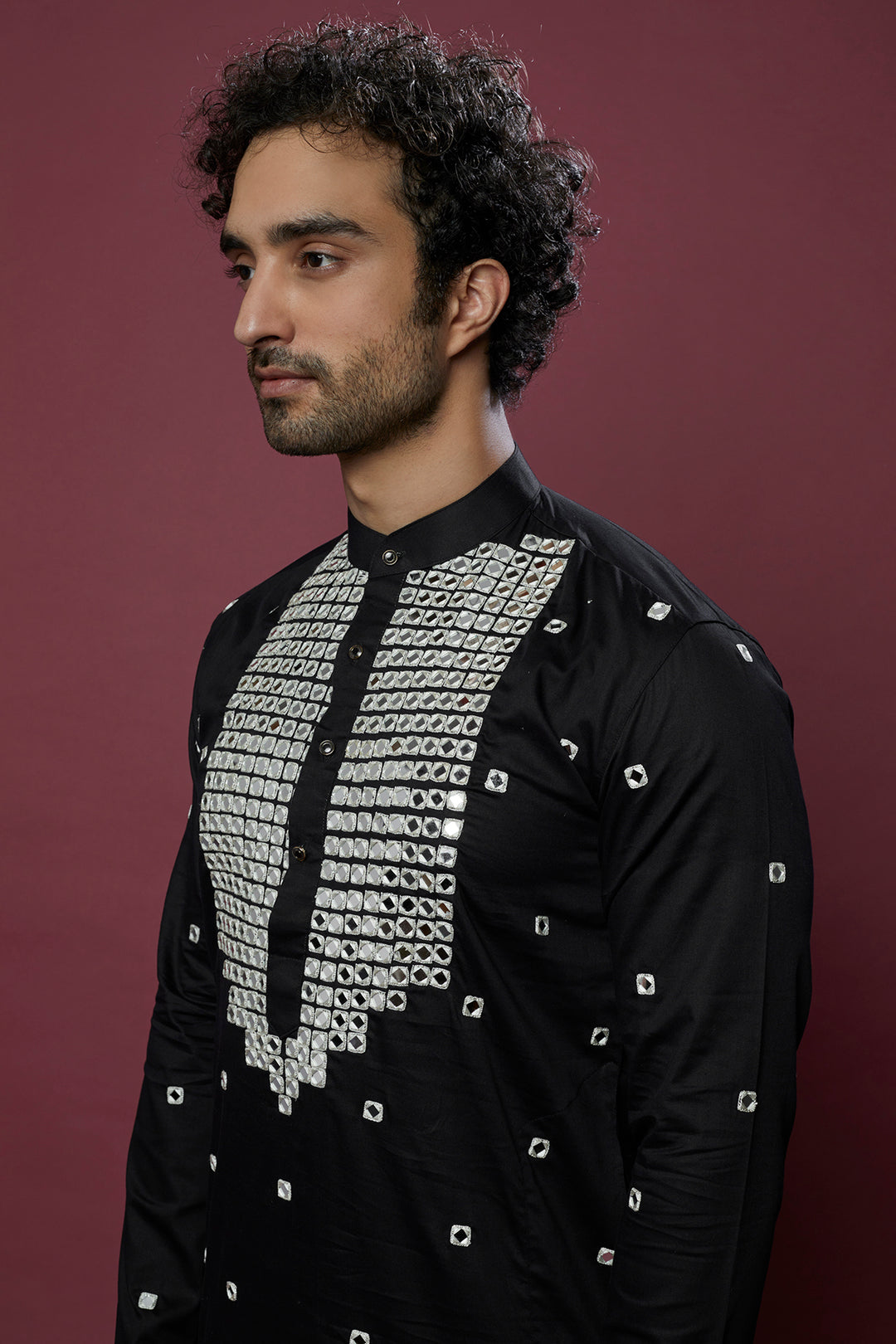 Abees Black mirrorwork kurta set - back view