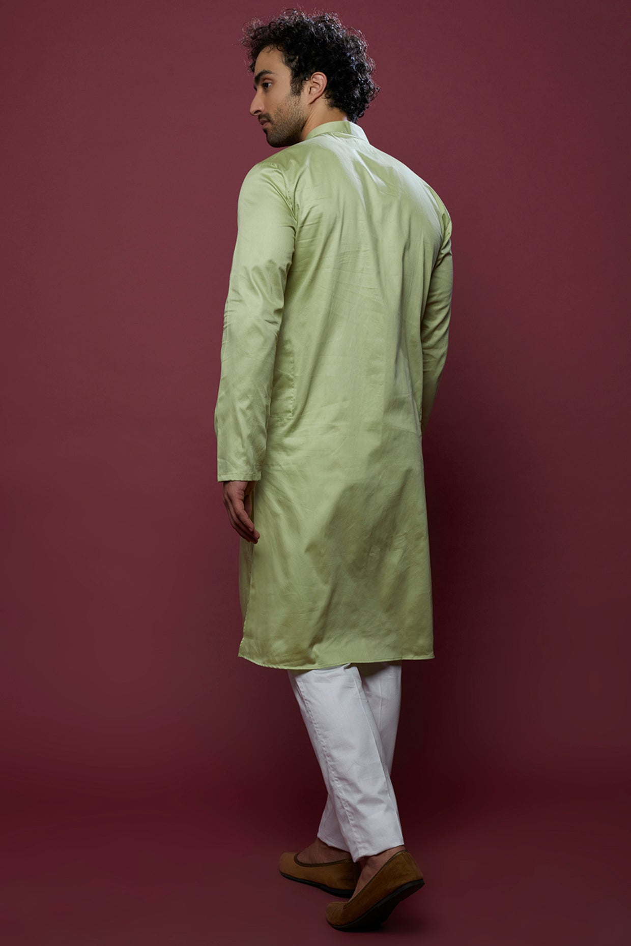 Abees Green hand embroidered kurta set - side view