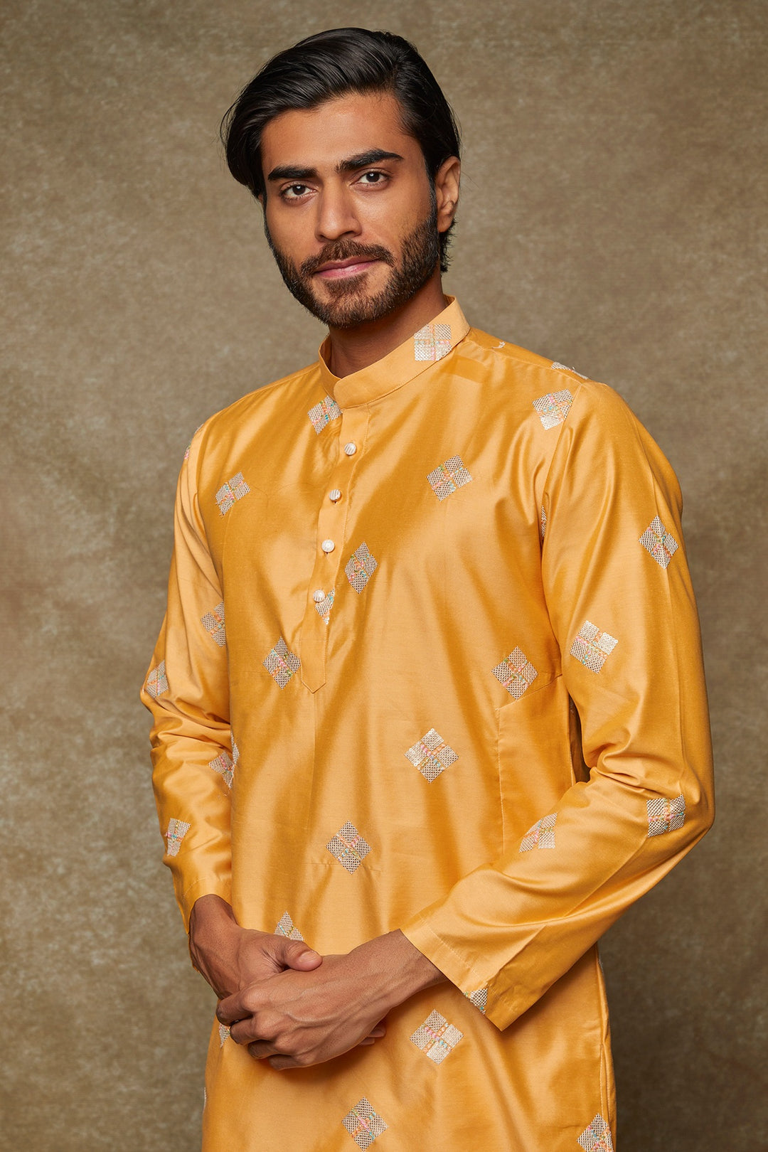 Abees Yellow butawork kurta set - side view