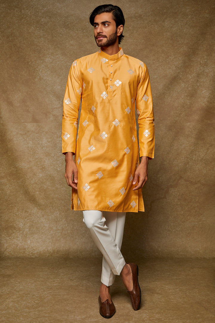 Abees Yellow butawork kurta set - front view