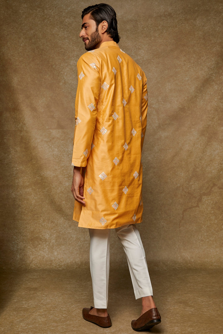 Abees Yellow butawork kurta set - back view