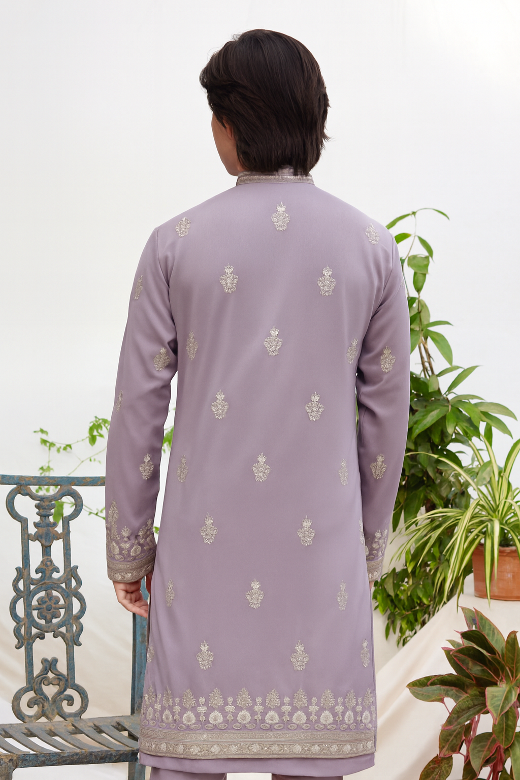 Lavender Embroidered Kurta for Men – Regal Wedding & Festive Wear