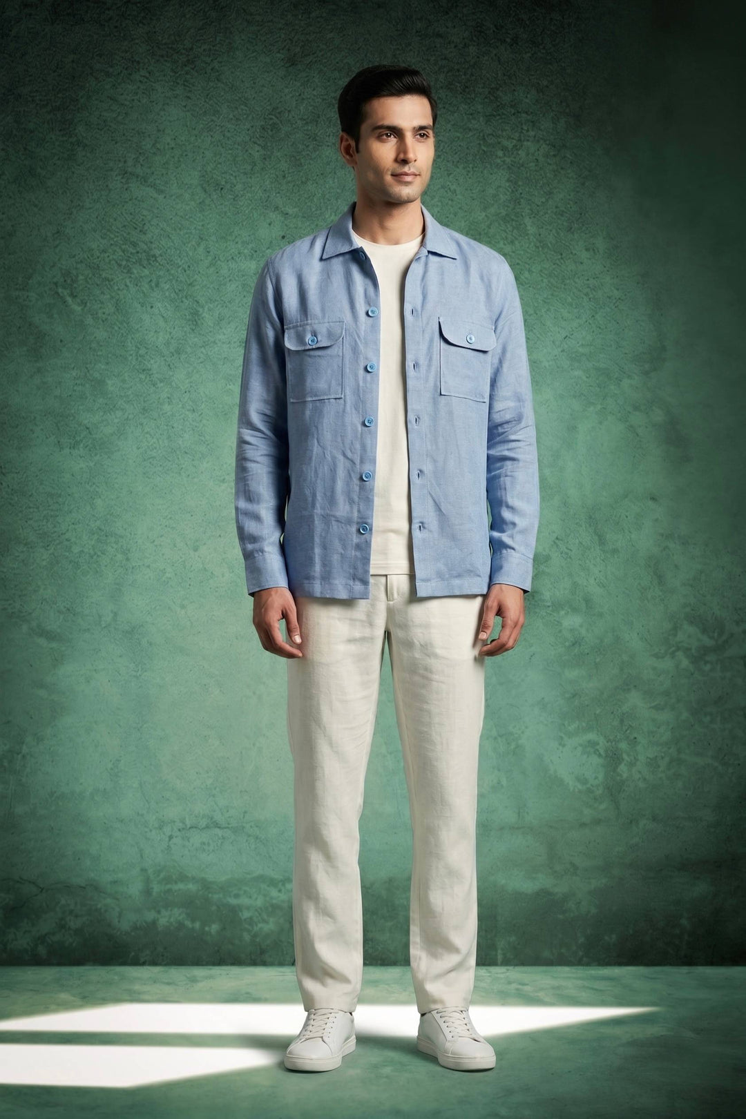 Sky Blue Linen Overshirt