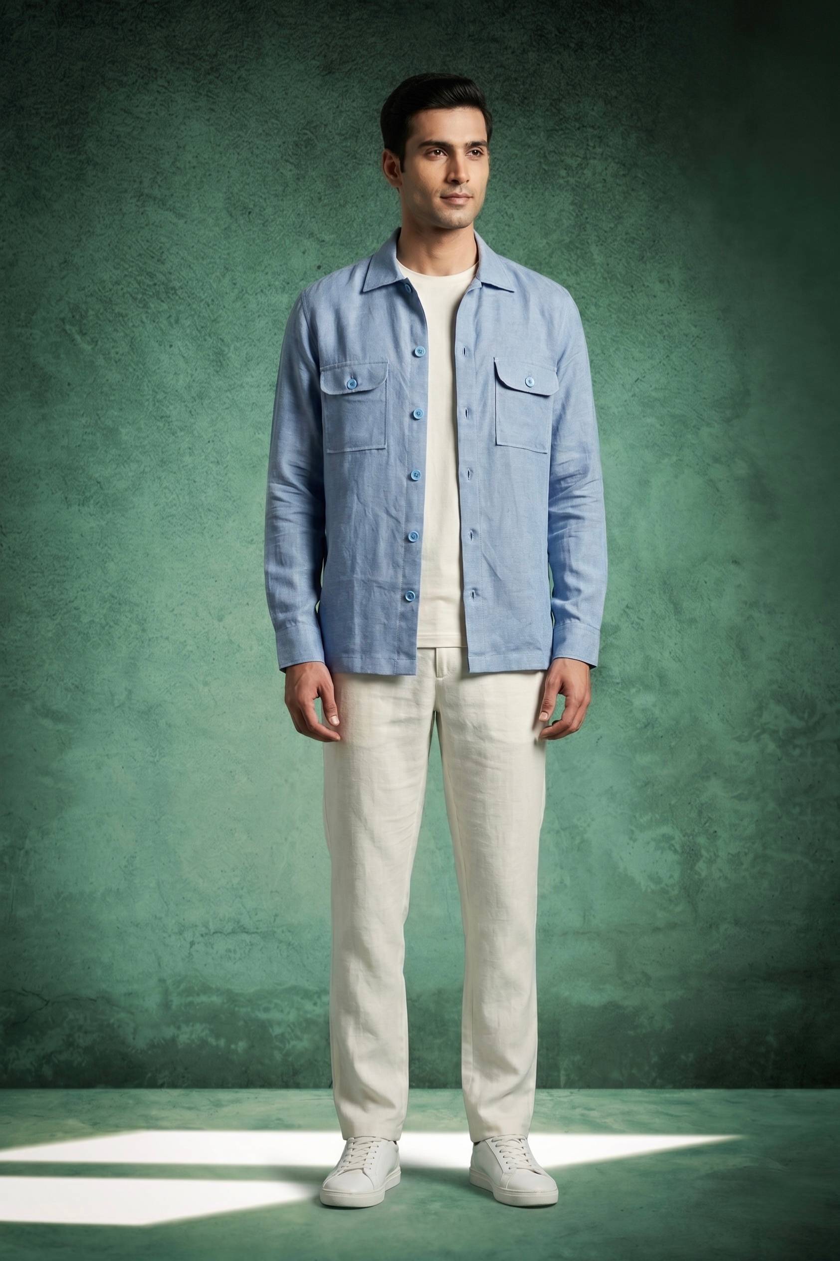 Sky Blue Linen Overshirt