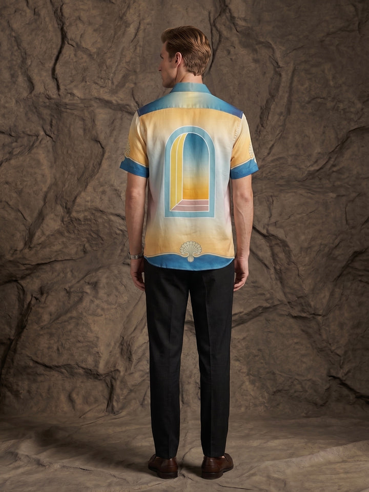 Sunset Shell Printed Satin Shirt