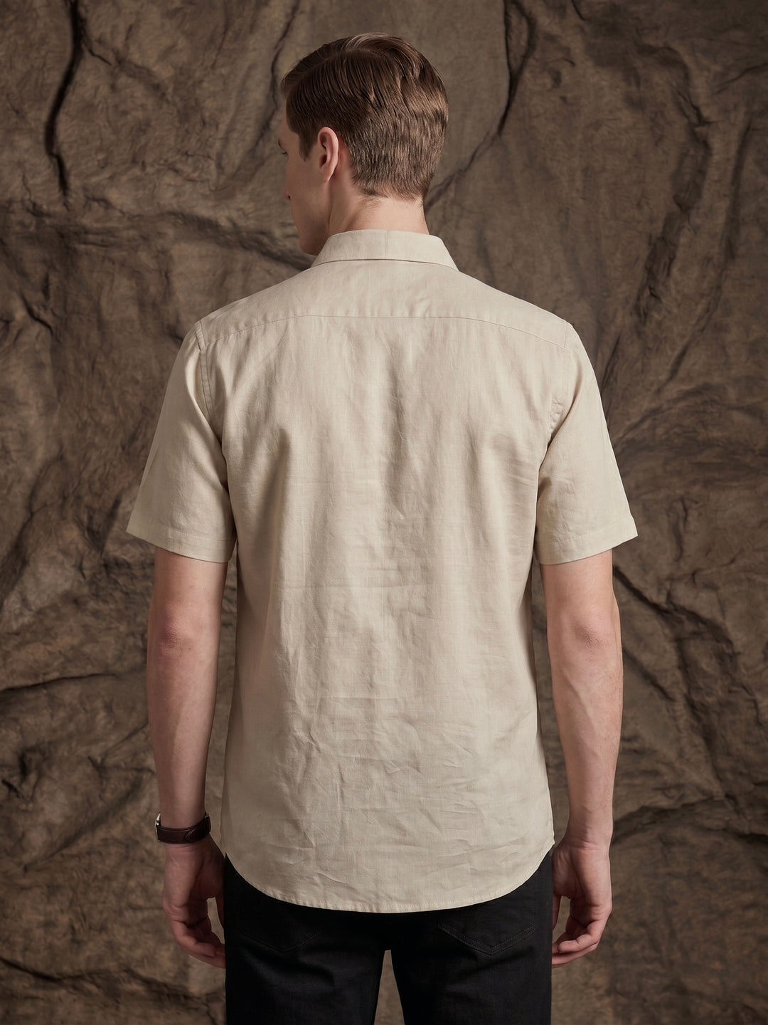 Modern Beige Abstract Print Resort Shirt