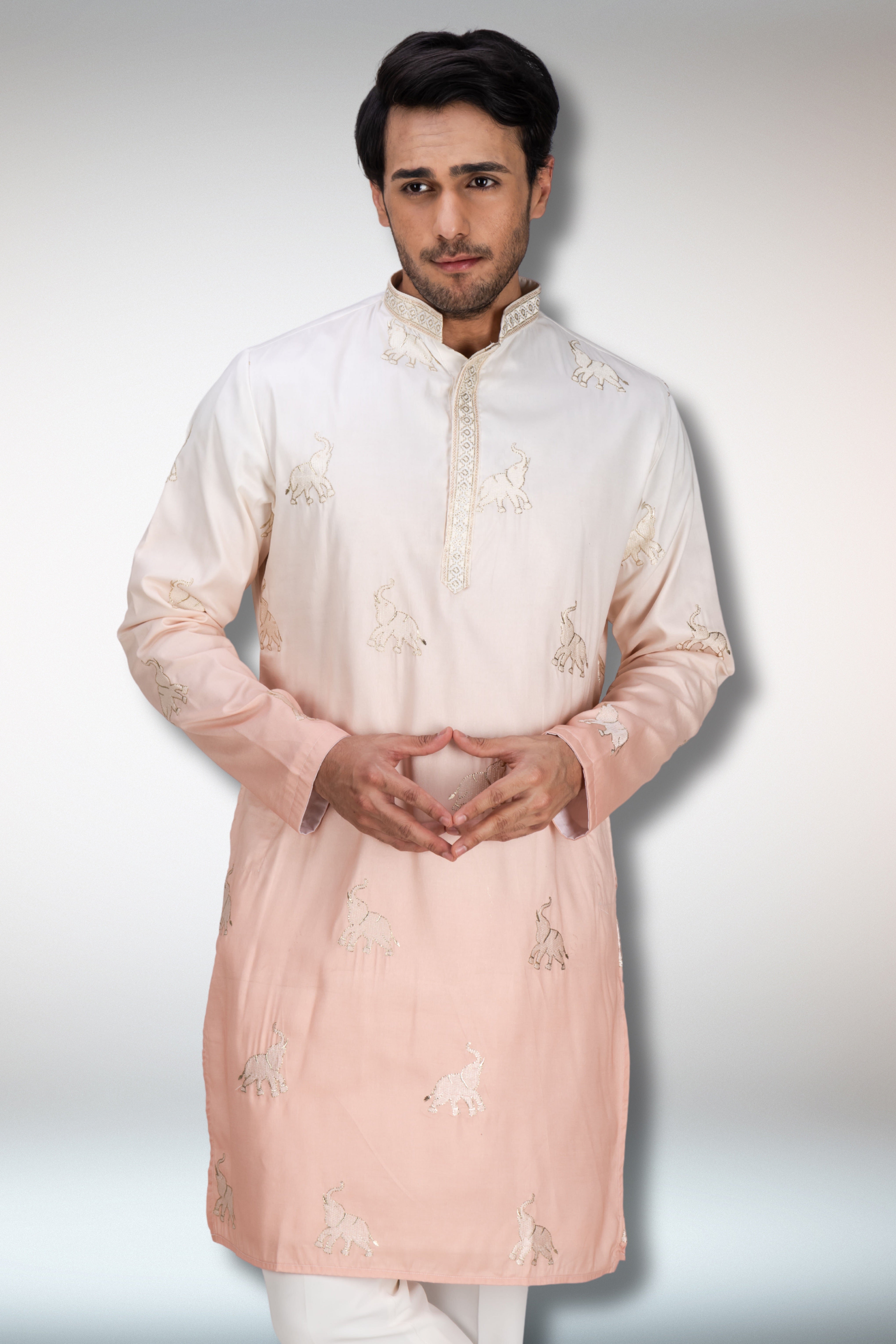 Ombre Elephant patch work kurta