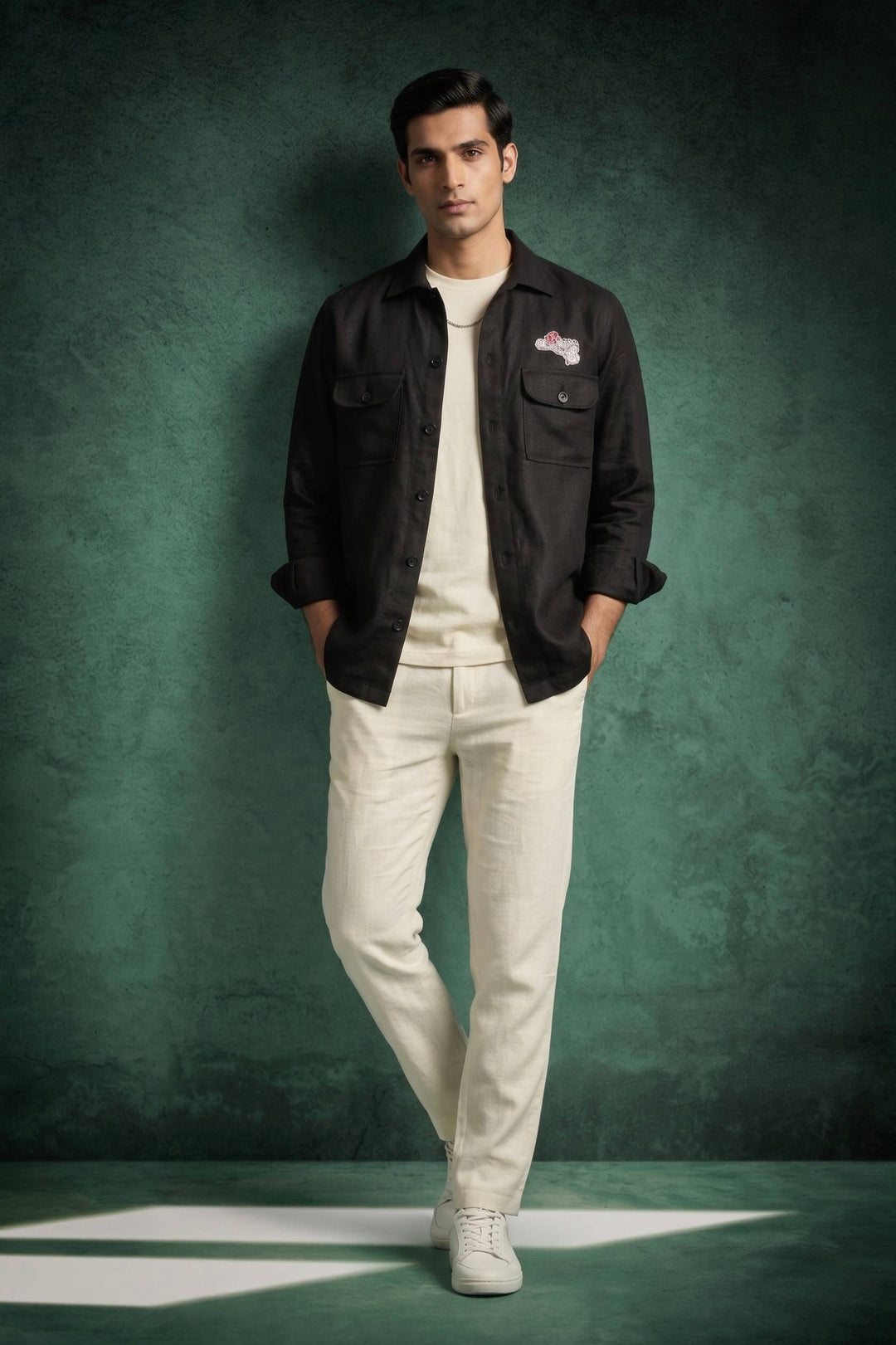 Midnight Black Linen Overshirt